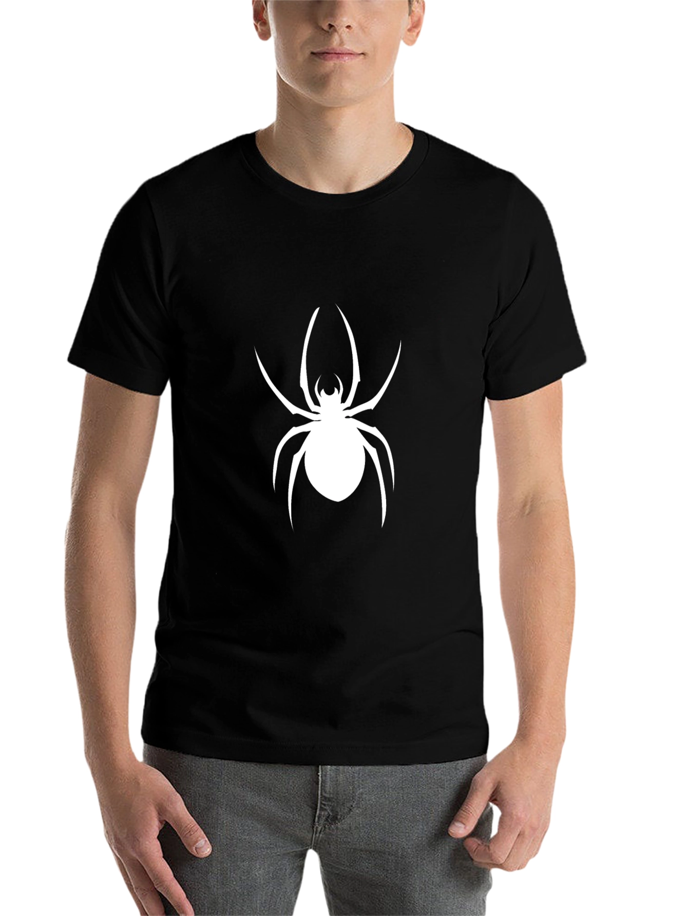 Black Spider Graphic Tee - Bold Black Cotton T-Shirt view 7