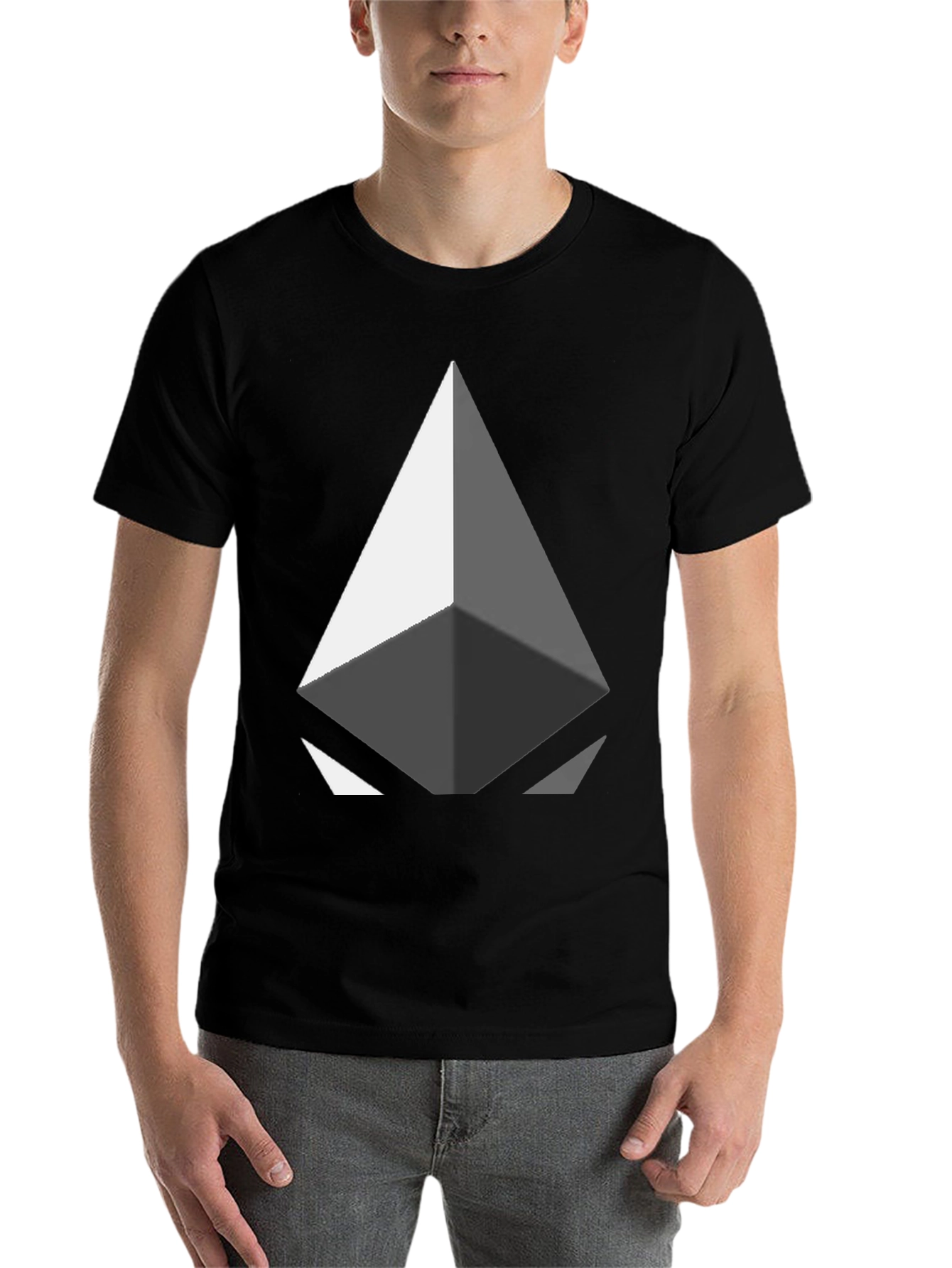 Black Geometric Diamond Graphic Tee - Modern Style view 7
