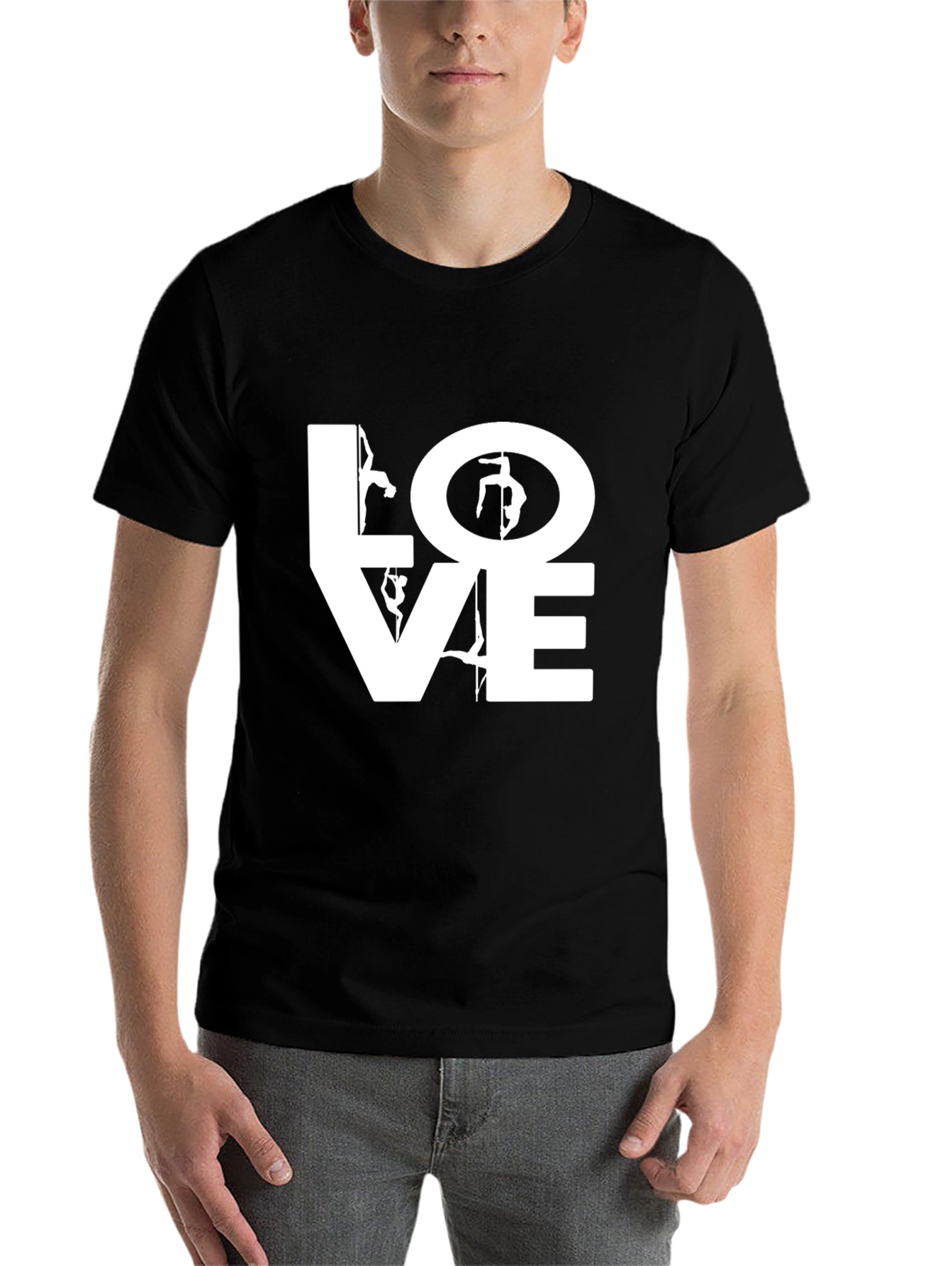 Black Pole Dancing LOVE Graphic Tee - Unisex Black T-Shirt view 7