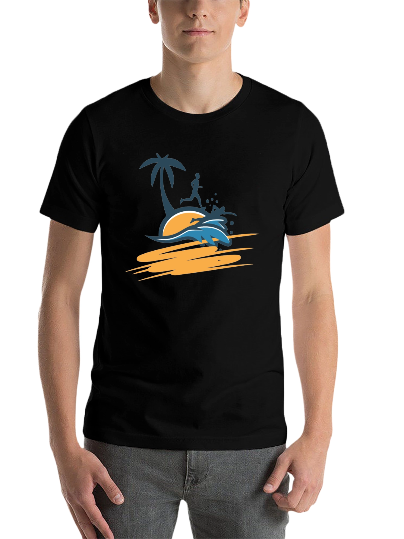 Black Tropical Beach Run T-Shirt - Black view 7