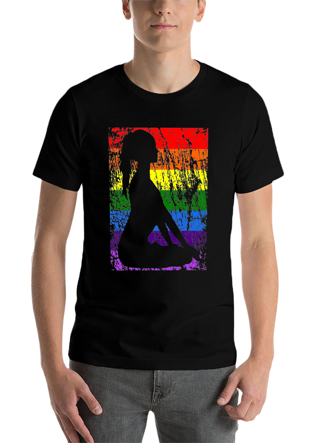 Black Yoga Pose LGBTQ Pride T-Shirt view 7