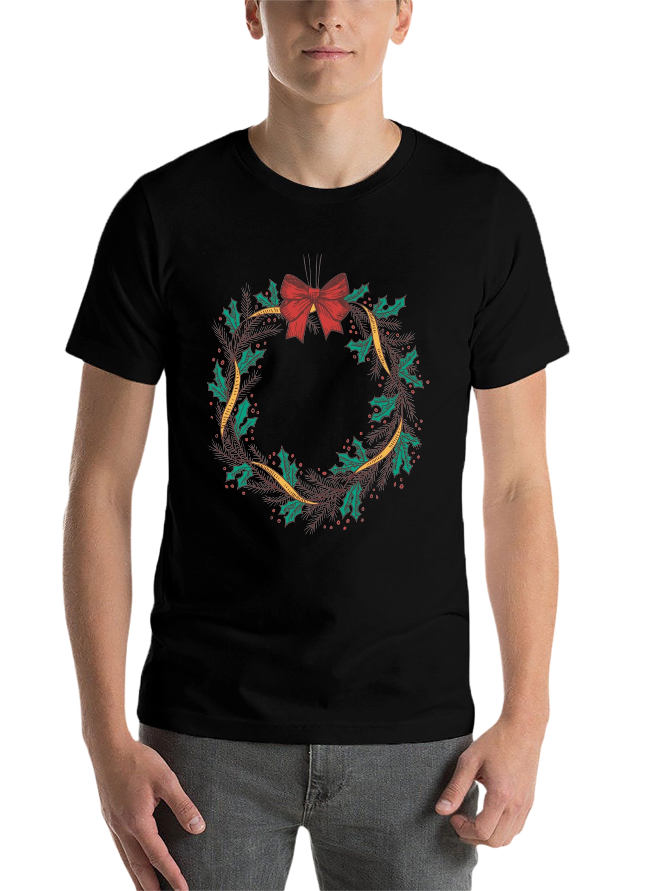 Black Holiday Wreath Graphic Tee view 7