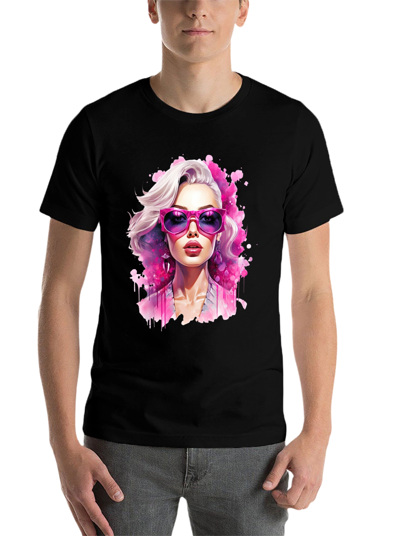 Black Stylish Woman Graphic Tee view 7