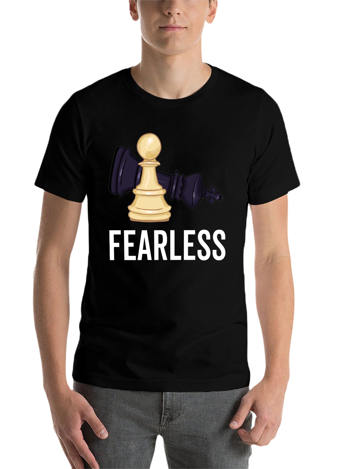 Black Fearless Chess Graphic T-Shirt view 7