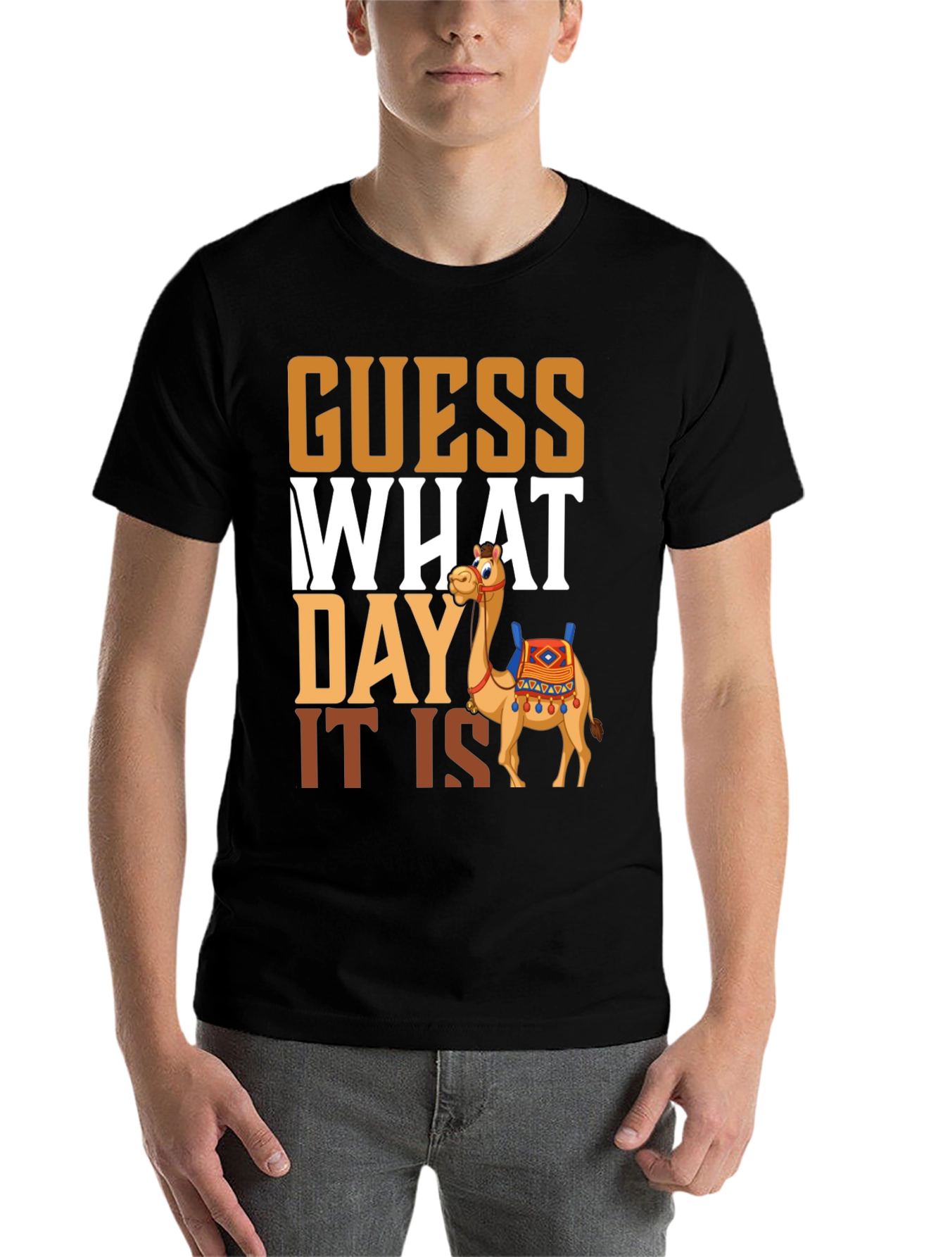 Black Guess What Day It Is Camel Hump Day T-Shirt view 7