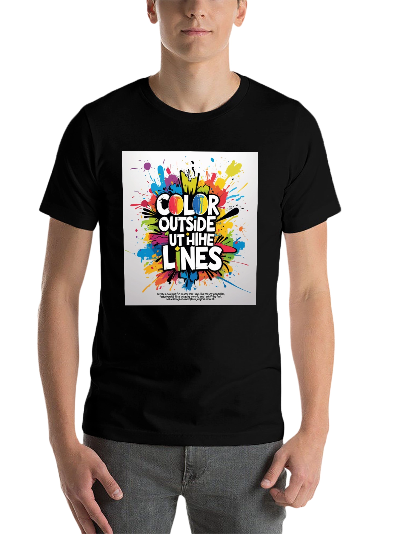 Black Color Outside the Lines Graphic Tee view 7