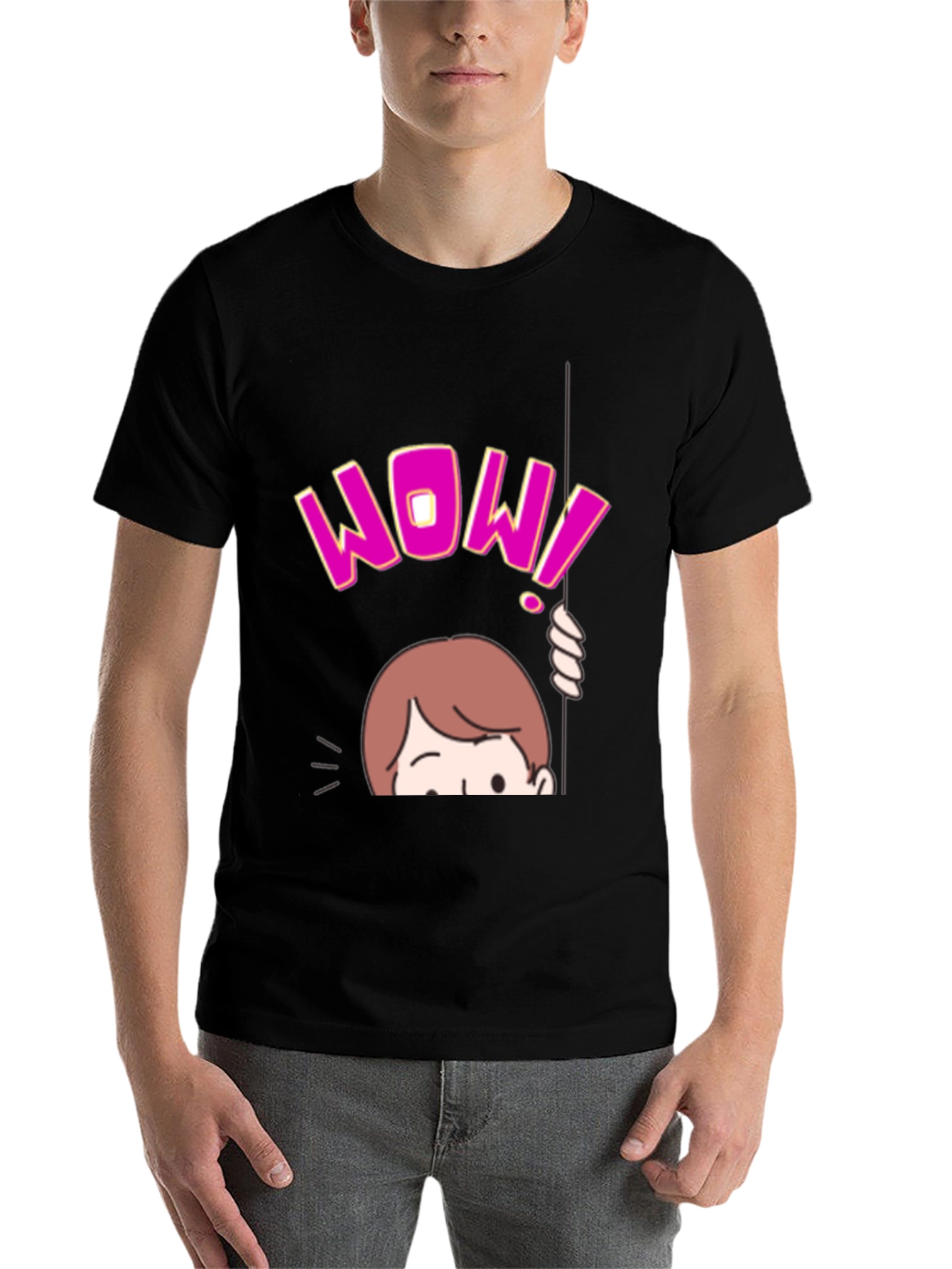 Black WOW! Graphic Print T-Shirt view 7