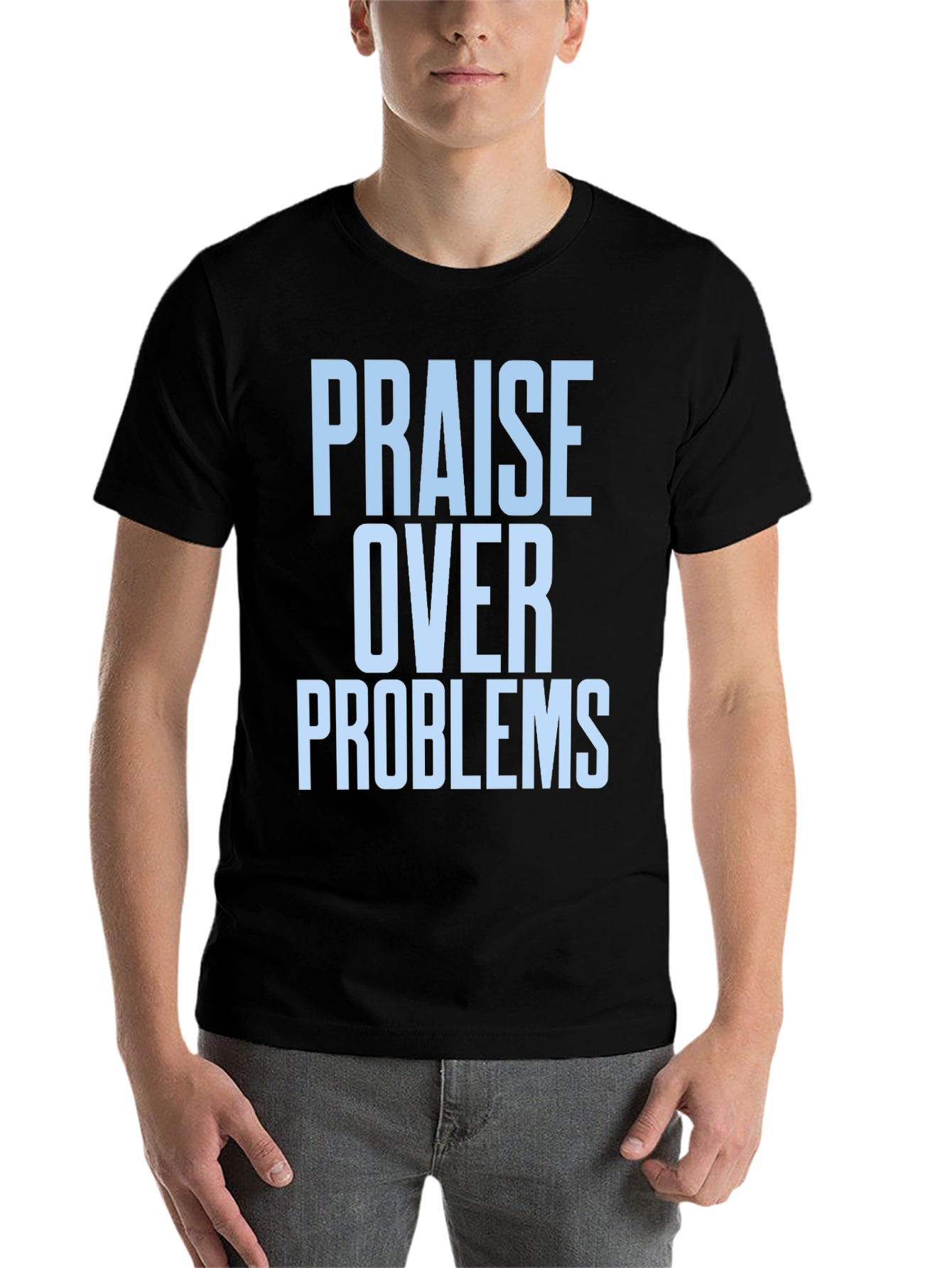 Black Praise Over Problems Graphic Tee - Black view 7