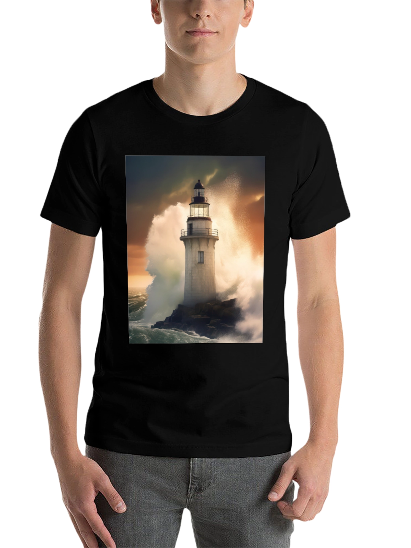 Lighthouse Storm Tee - Coastal Graphic T-Shirt - 7