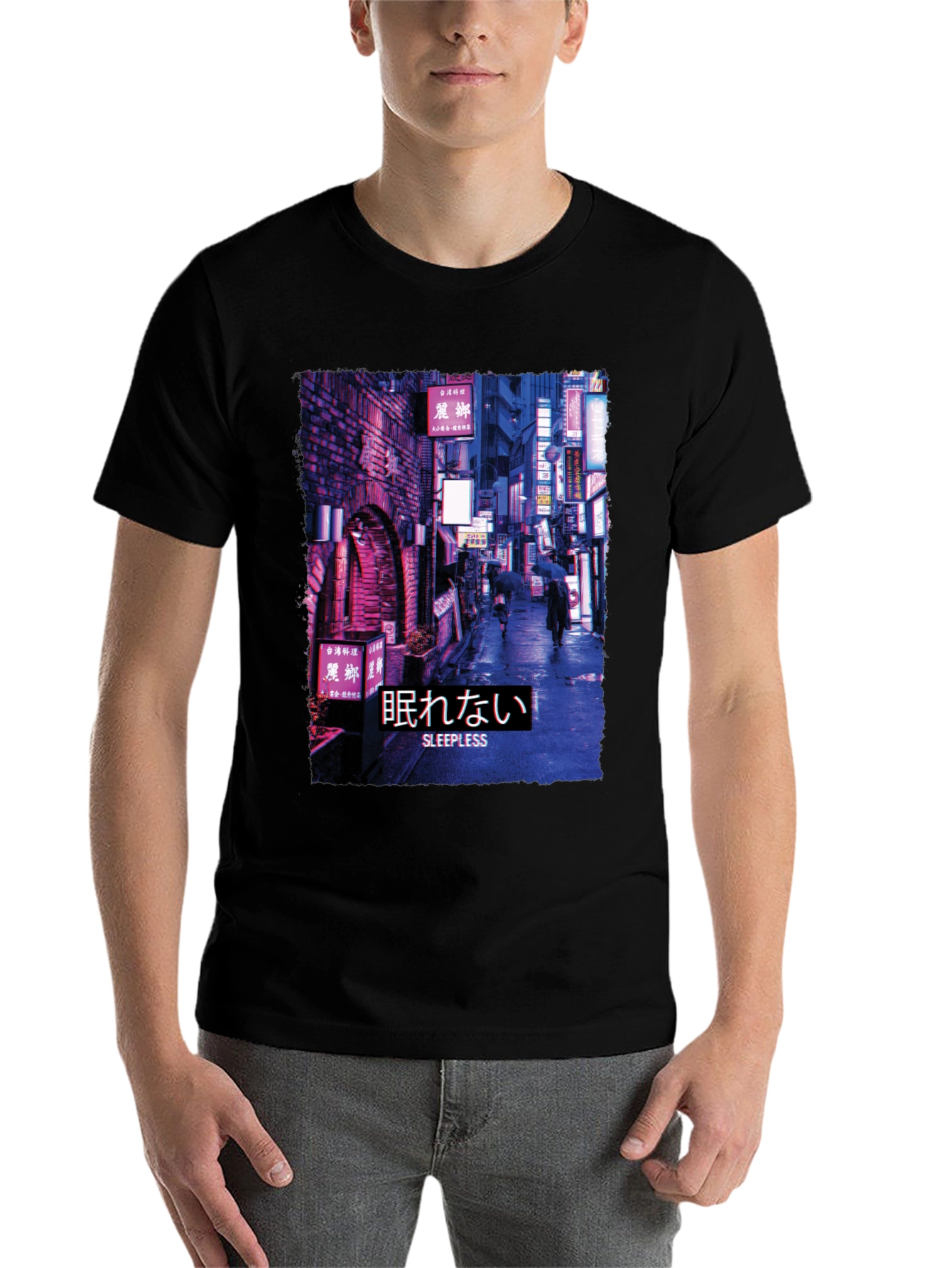 Black Sleepless Night Cityscape Graphic Tee view 7