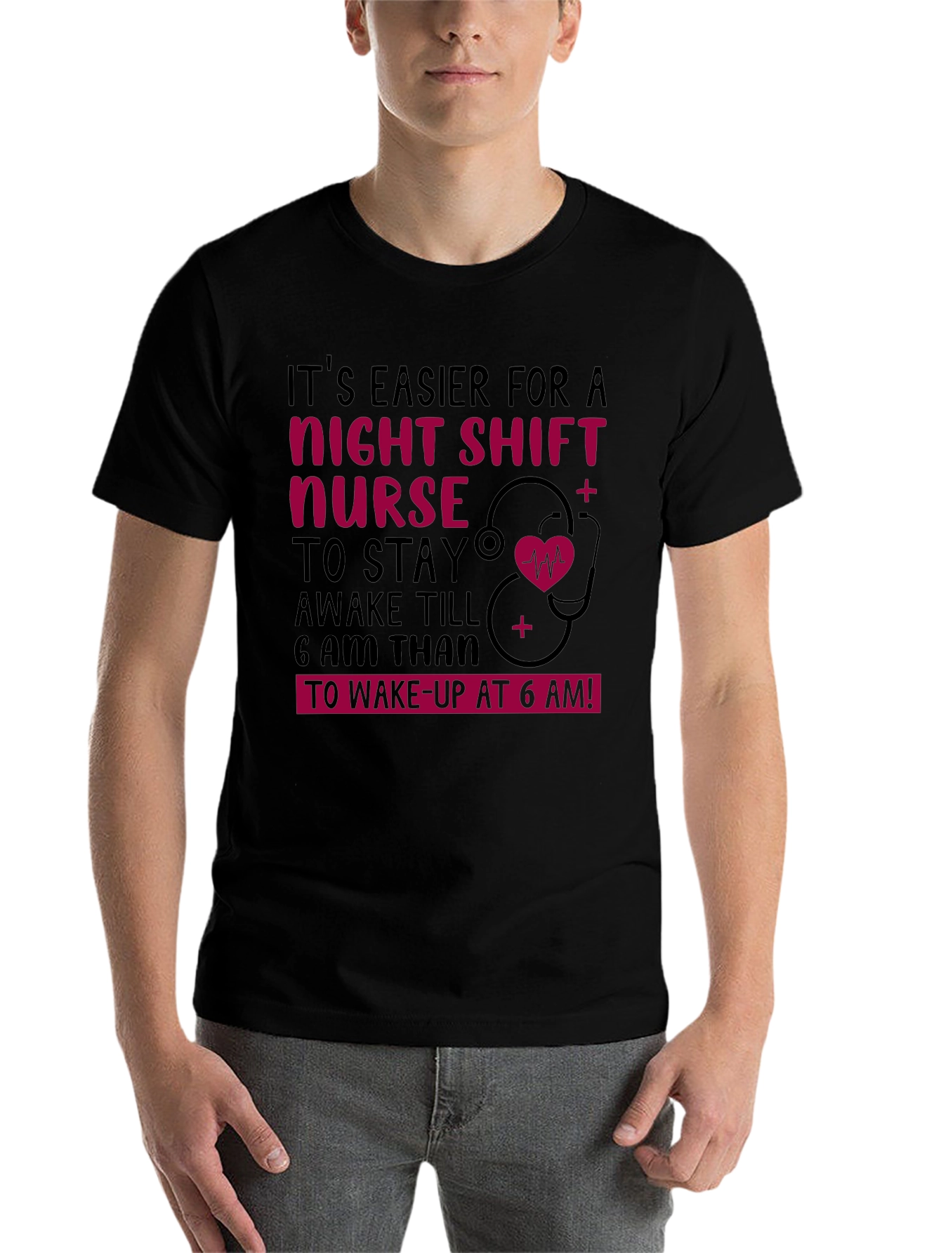 Black Night Shift Nurse T-Shirt view 7
