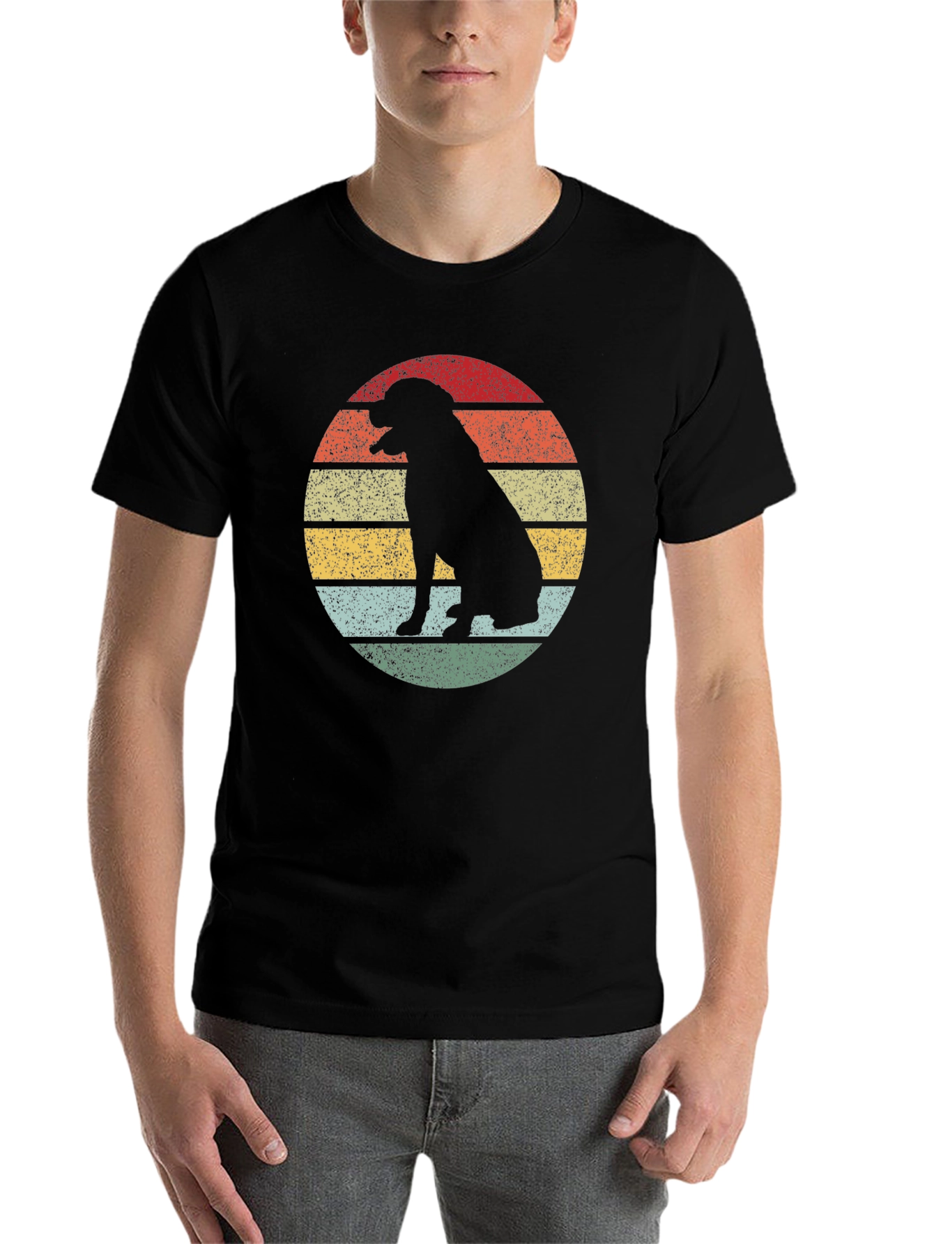 Black Retro Dog Silhouette T-Shirt - Vintage Style Graphic Tee view 7