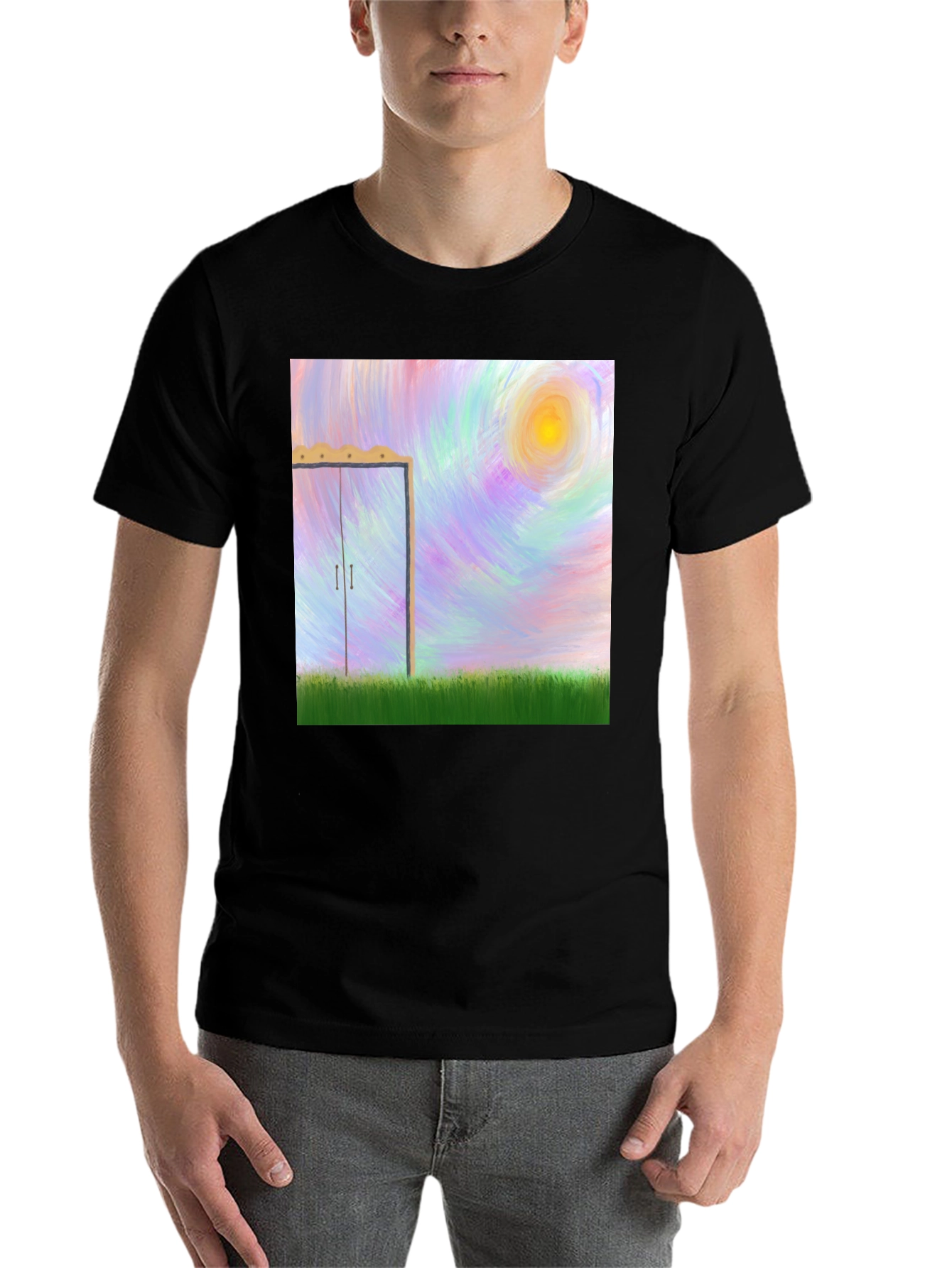 Black Colorful Painted Door Graphic Tee view 7
