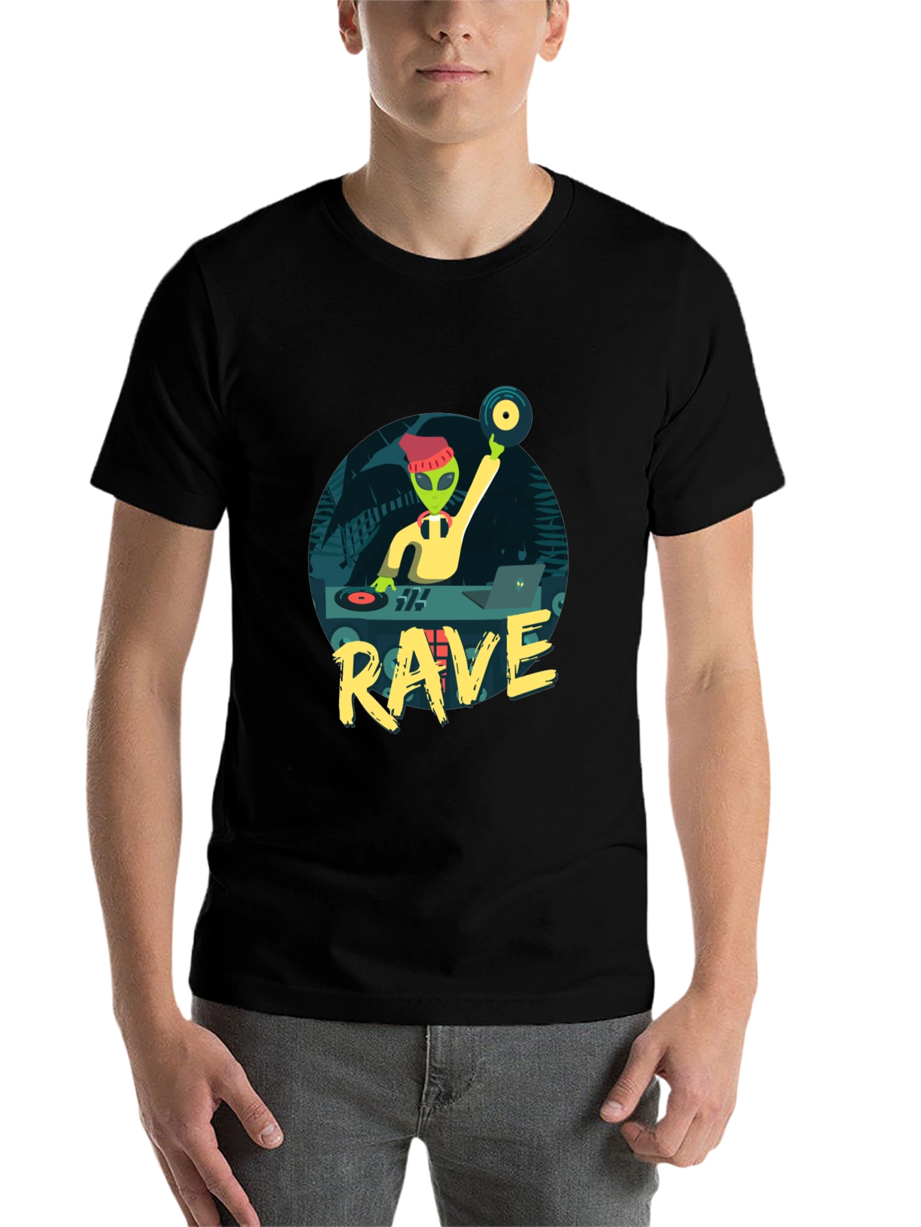 Black Alien DJ Rave T-Shirt view 7