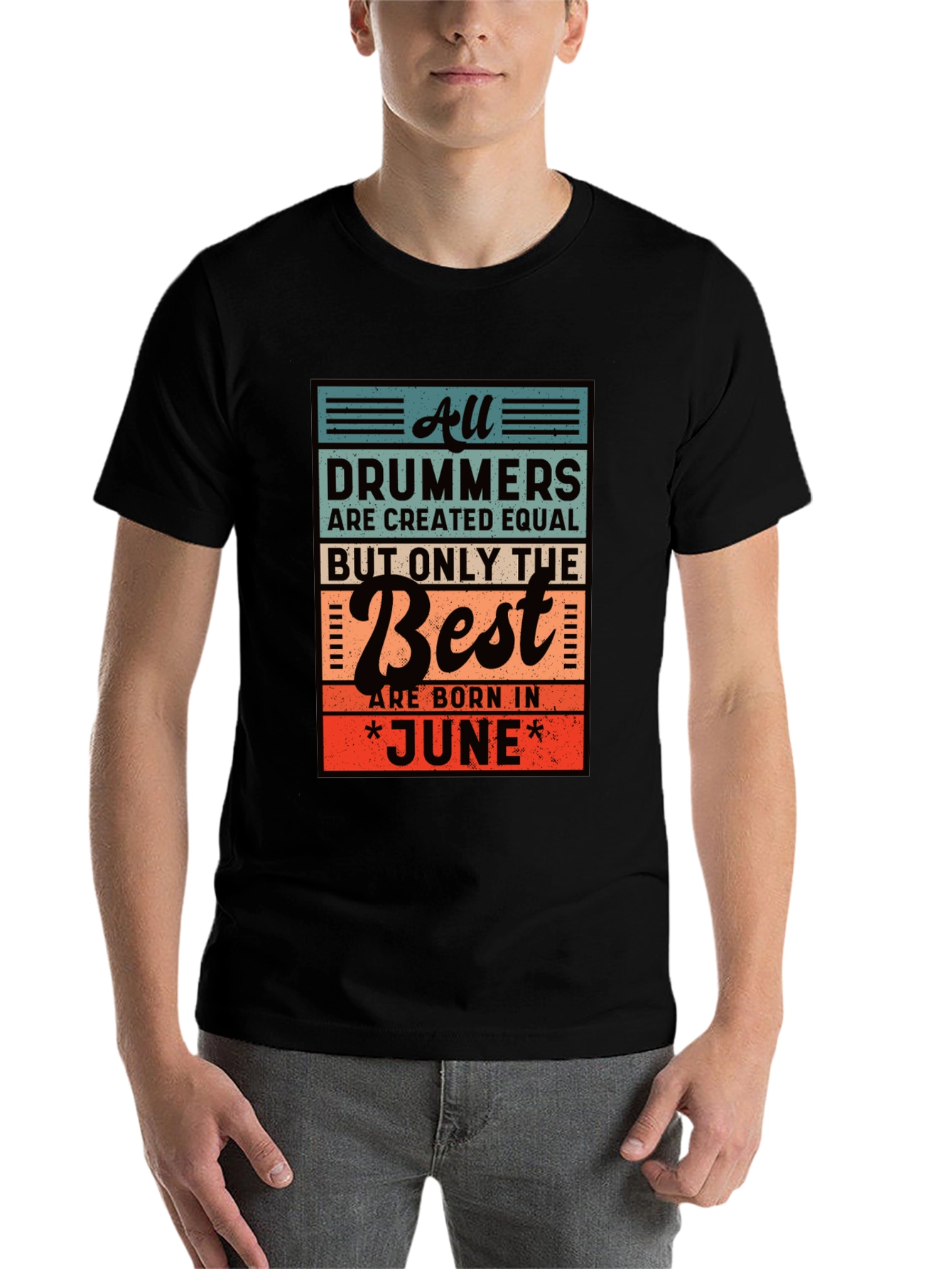 Black Drummers Born in June T-Shirt view 7