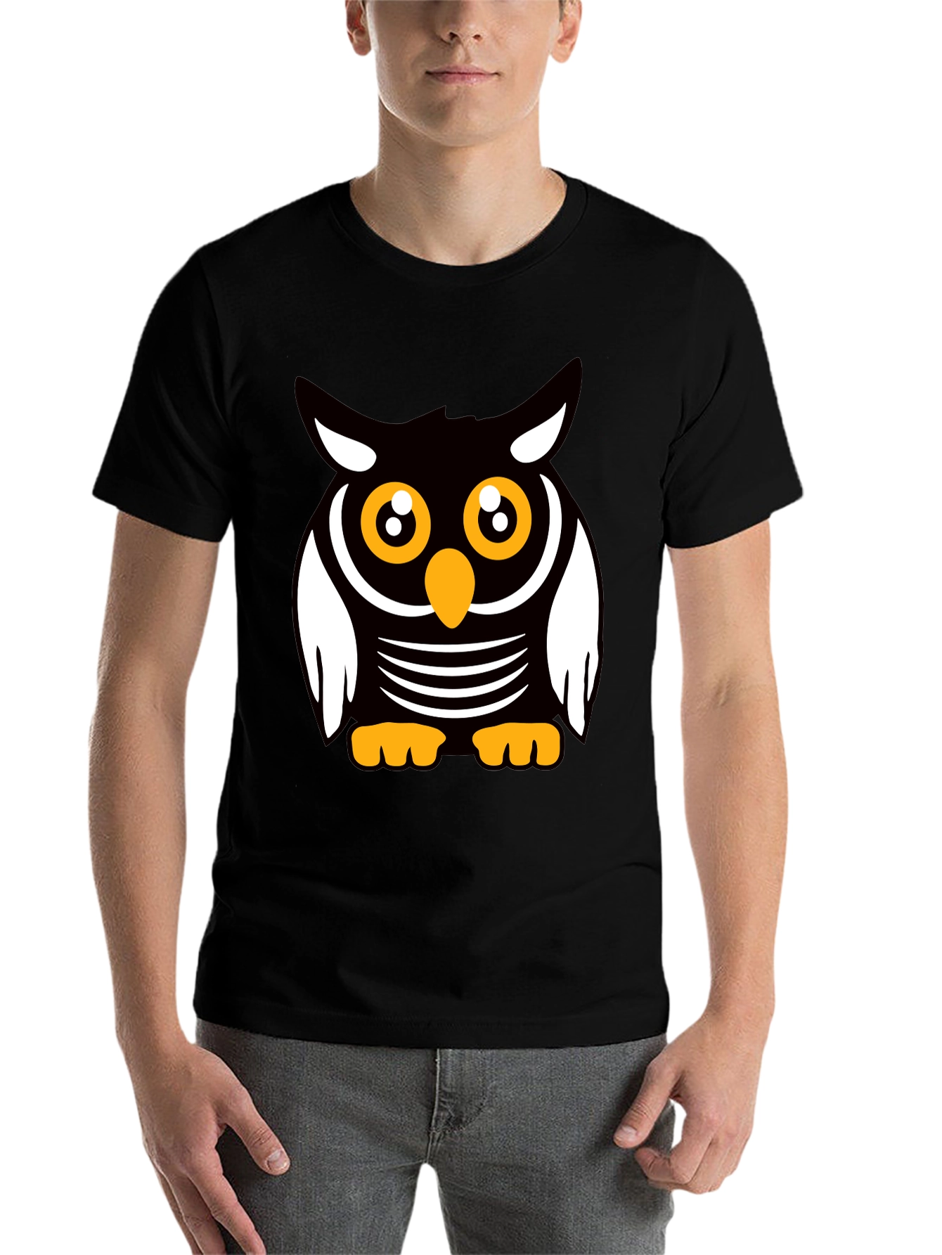Black Cute Cartoon Owl Graphic T-Shirt view 7