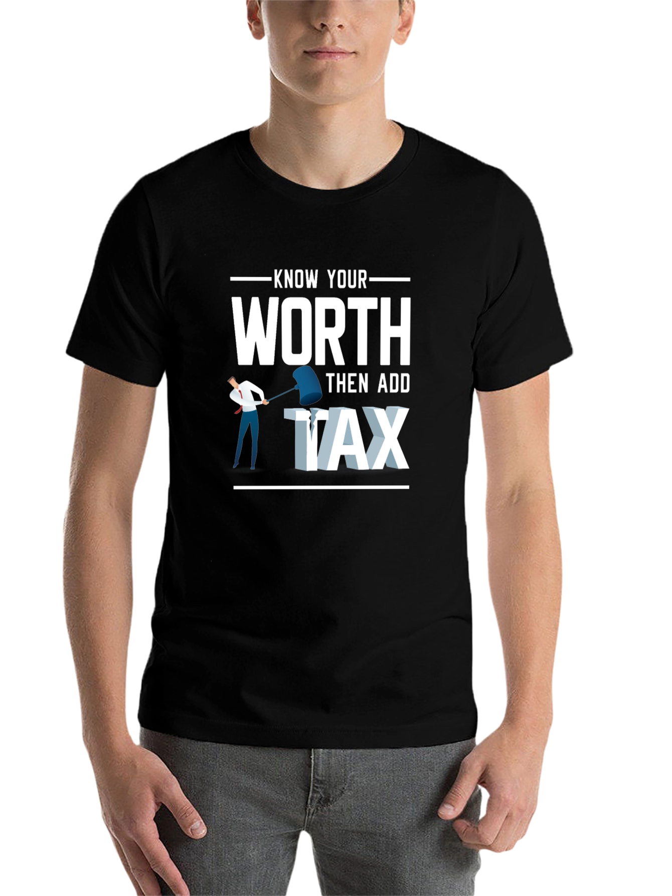 Black Know Your Worth Add Tax Graphic T-Shirt view 7