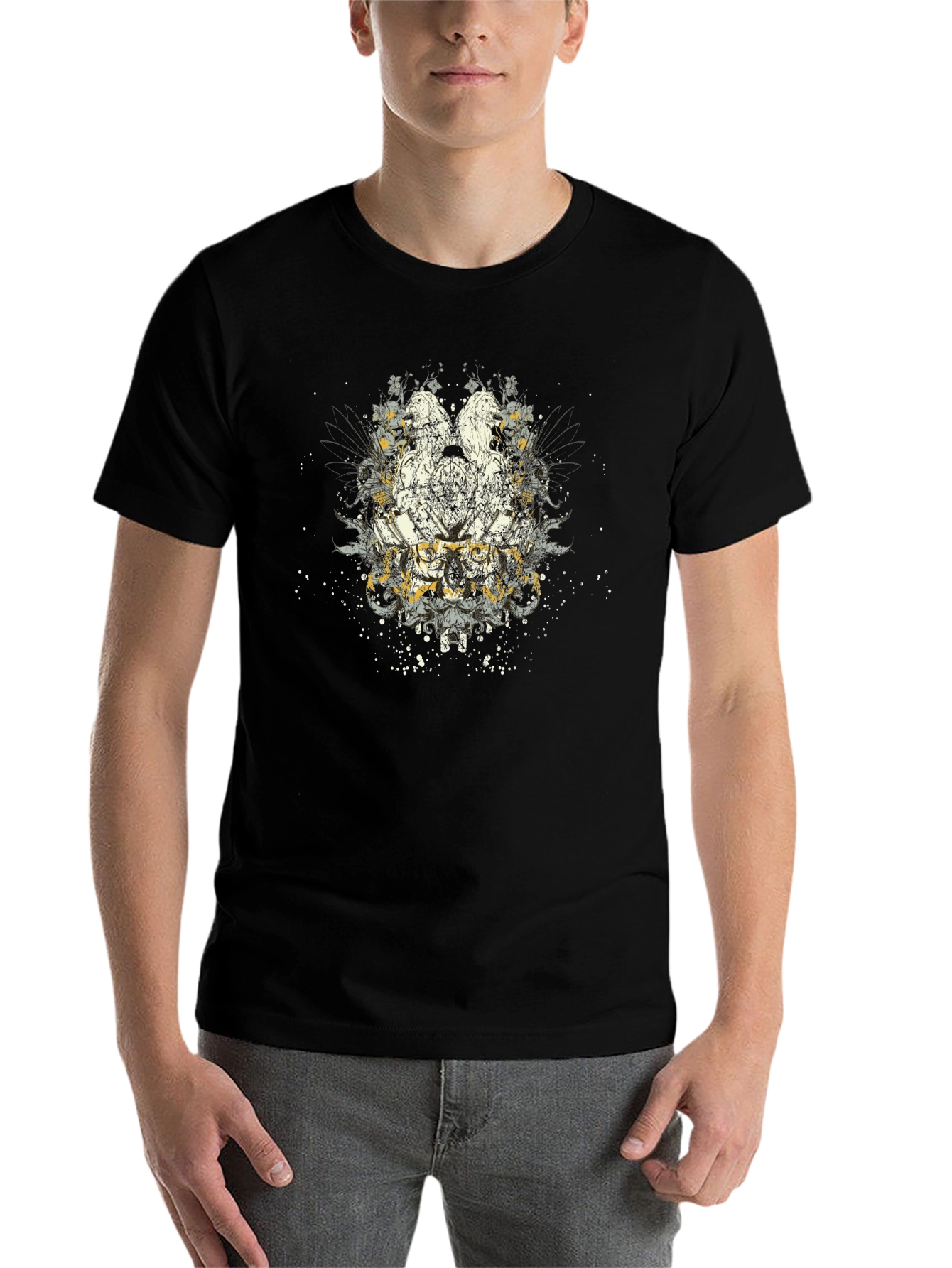 Black Graphic Eagle Print Black T-Shirt view 7