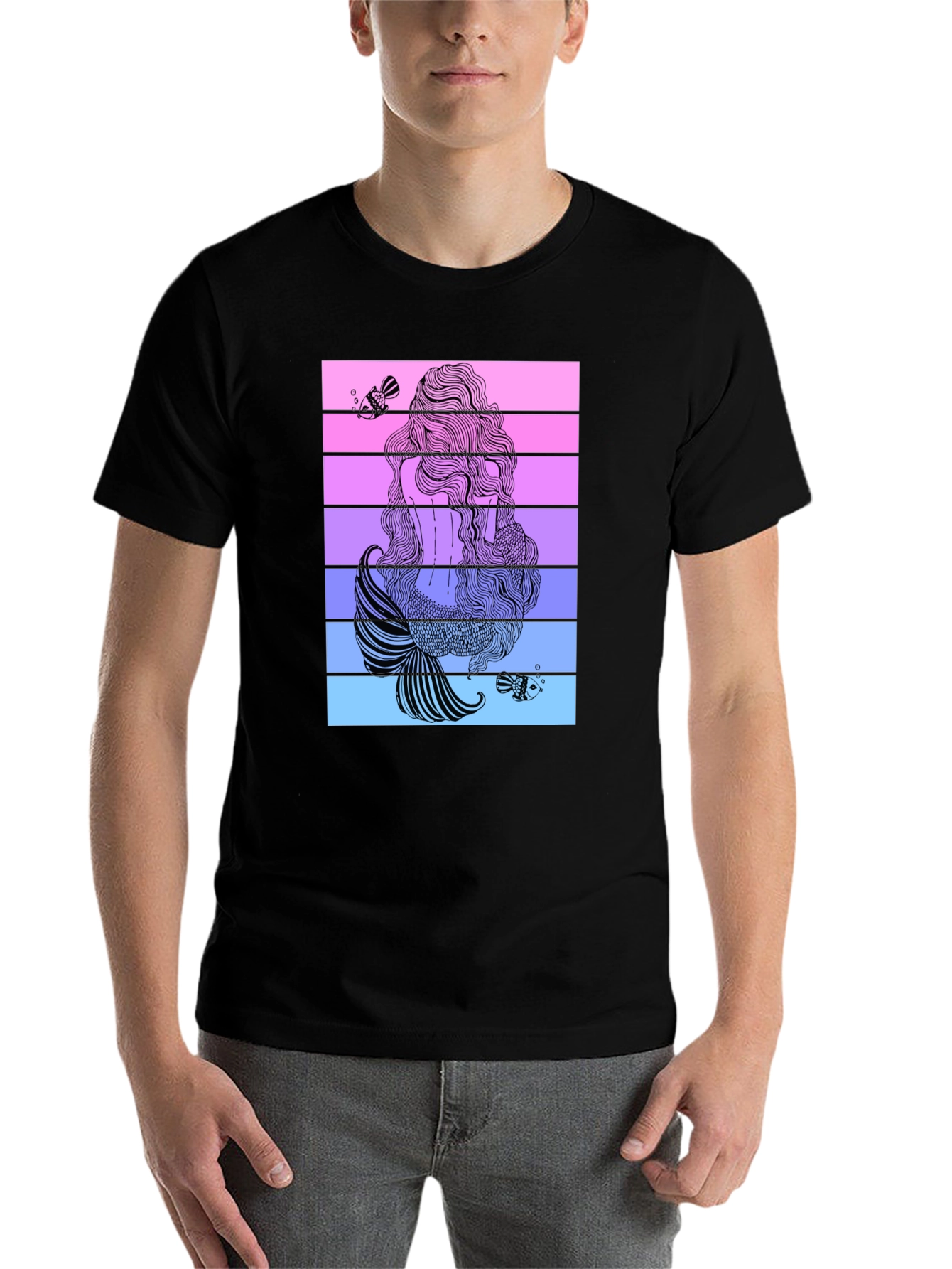 Black Mermaid Tail Graphic T-Shirt - Stylish Black Tee view 7
