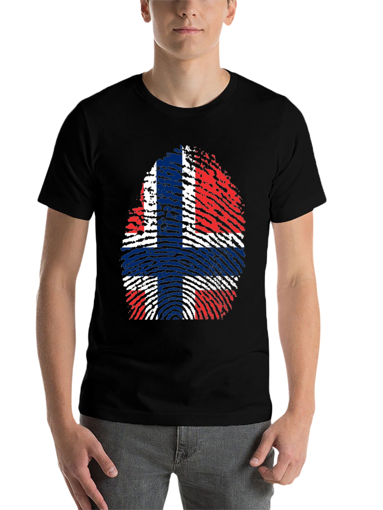 Norway Flag Fingerprint Graphic Tee - Black - 7