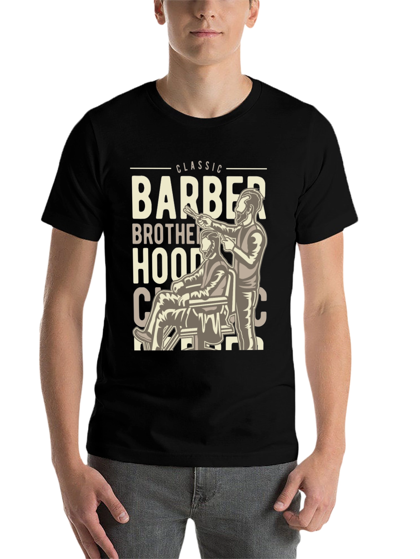 Black Classic Barber Brotherhood Tee view 7
