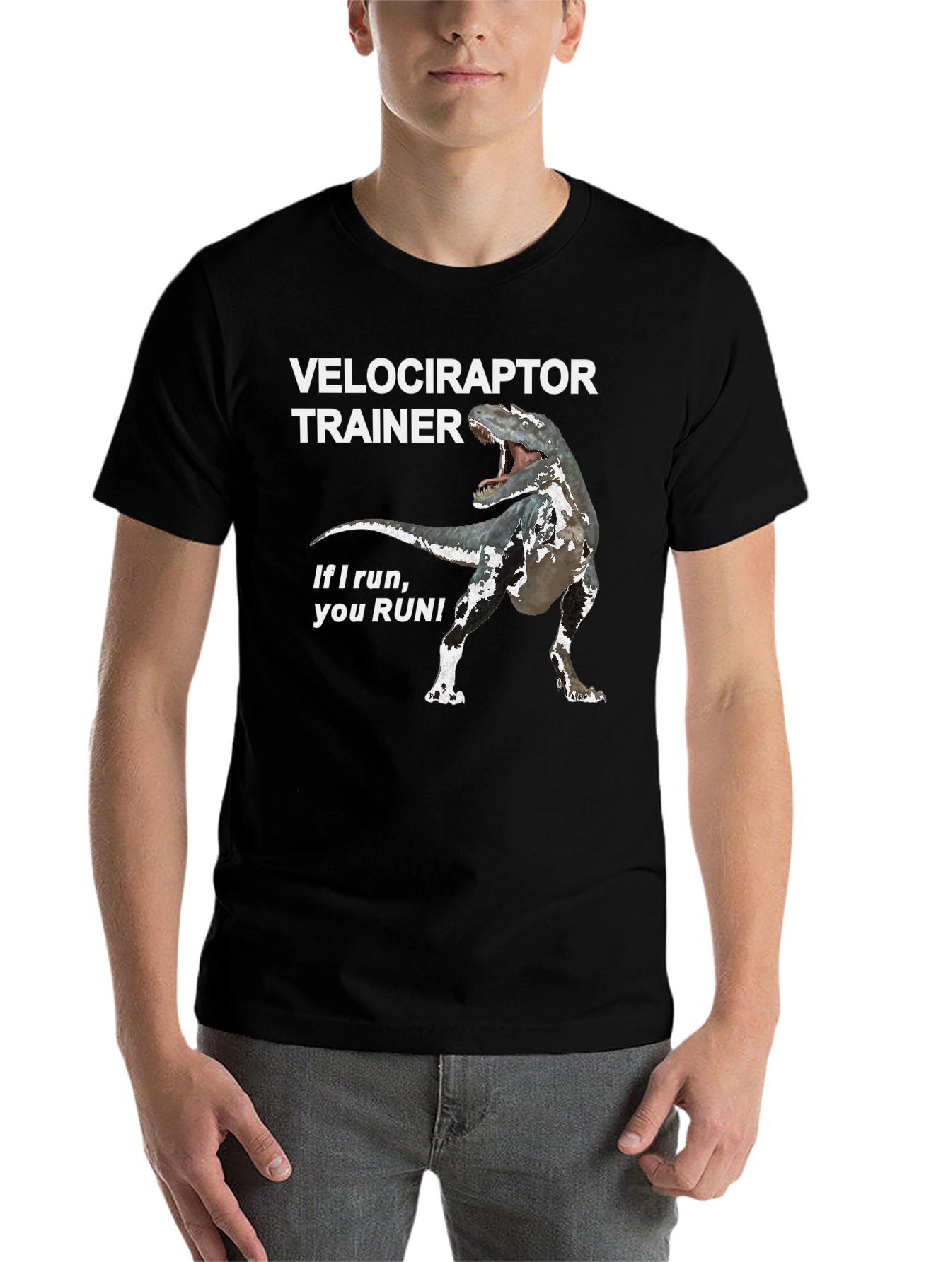 Black Velociraptor Trainer Graphic Tee view 7