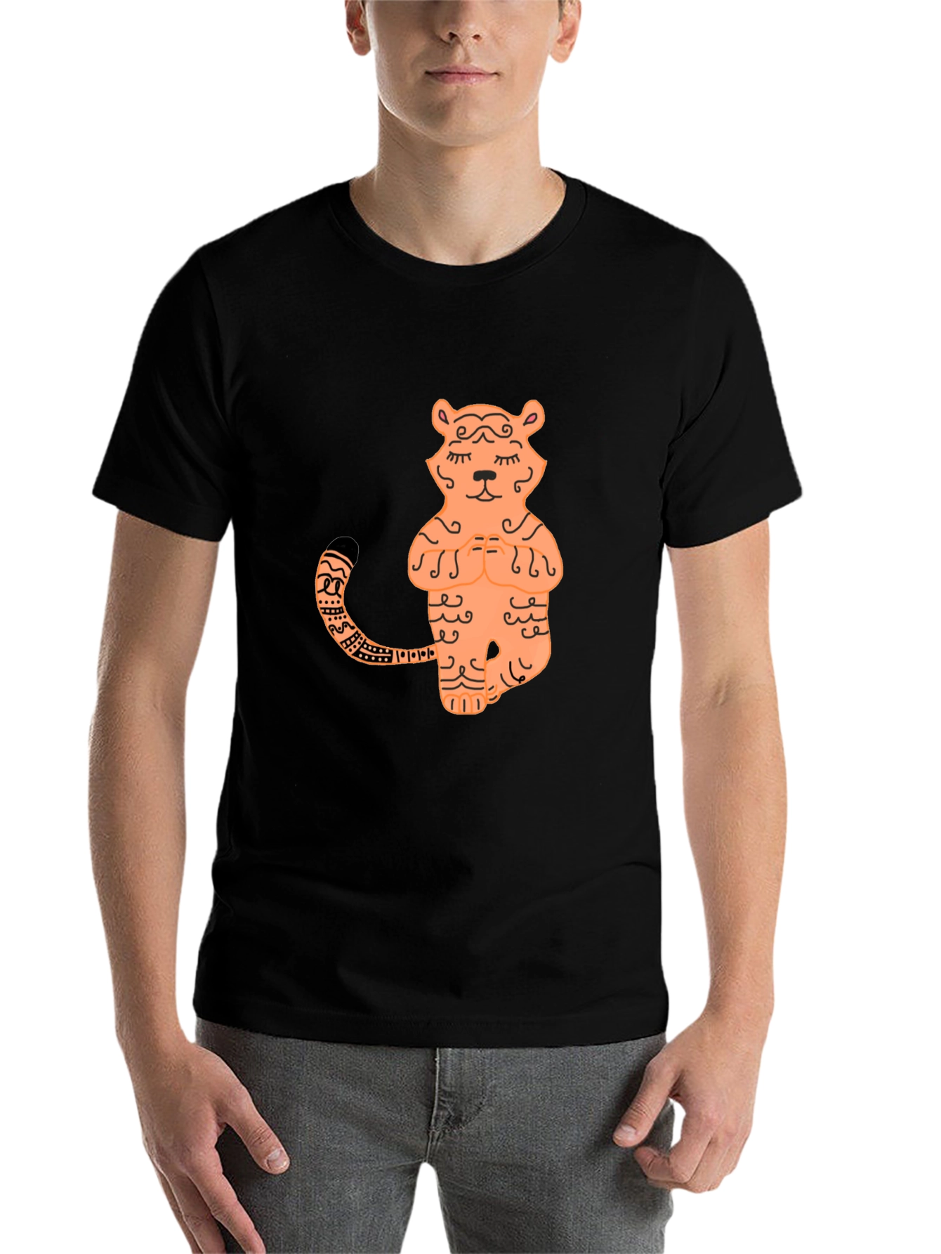 Black Zen Tiger Graphic Tee - Stylish Yoga T-Shirt view 7