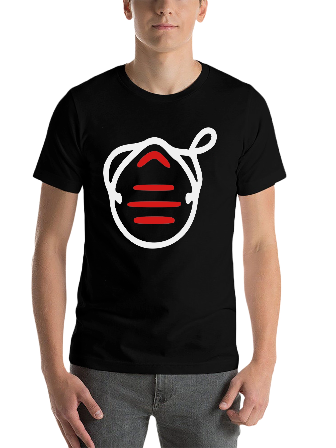 Black Graphic Tee: Mask Life Black T-Shirt view 7