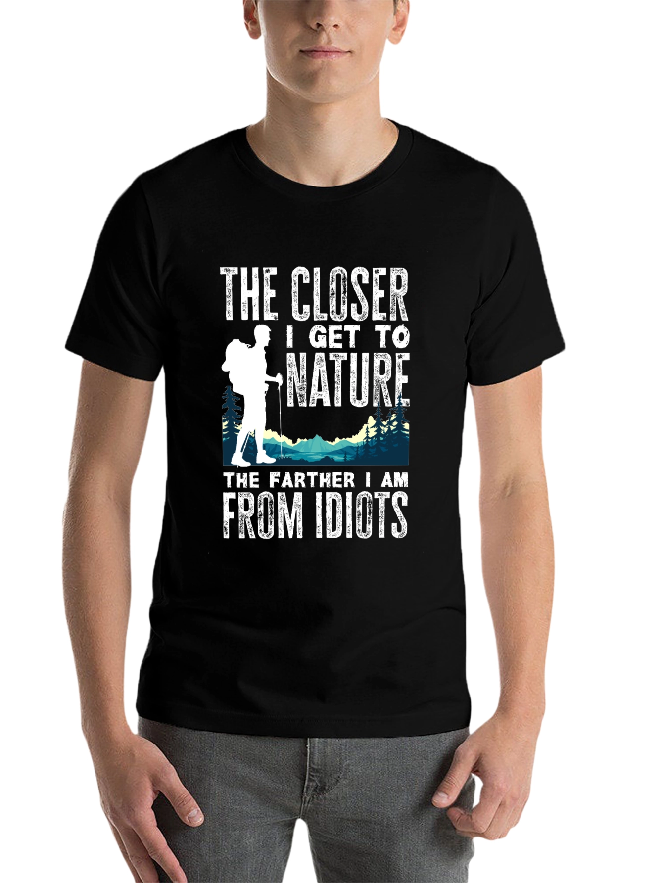 Black Nature Lover T-Shirt: The Closer I Get view 7