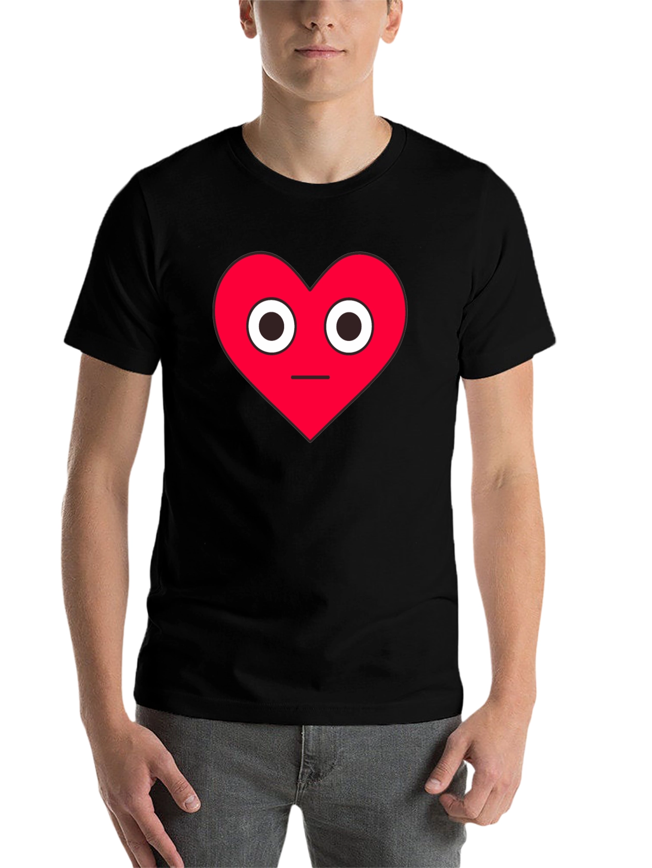 Black Red Heart Face Graphic Black T-Shirt view 7