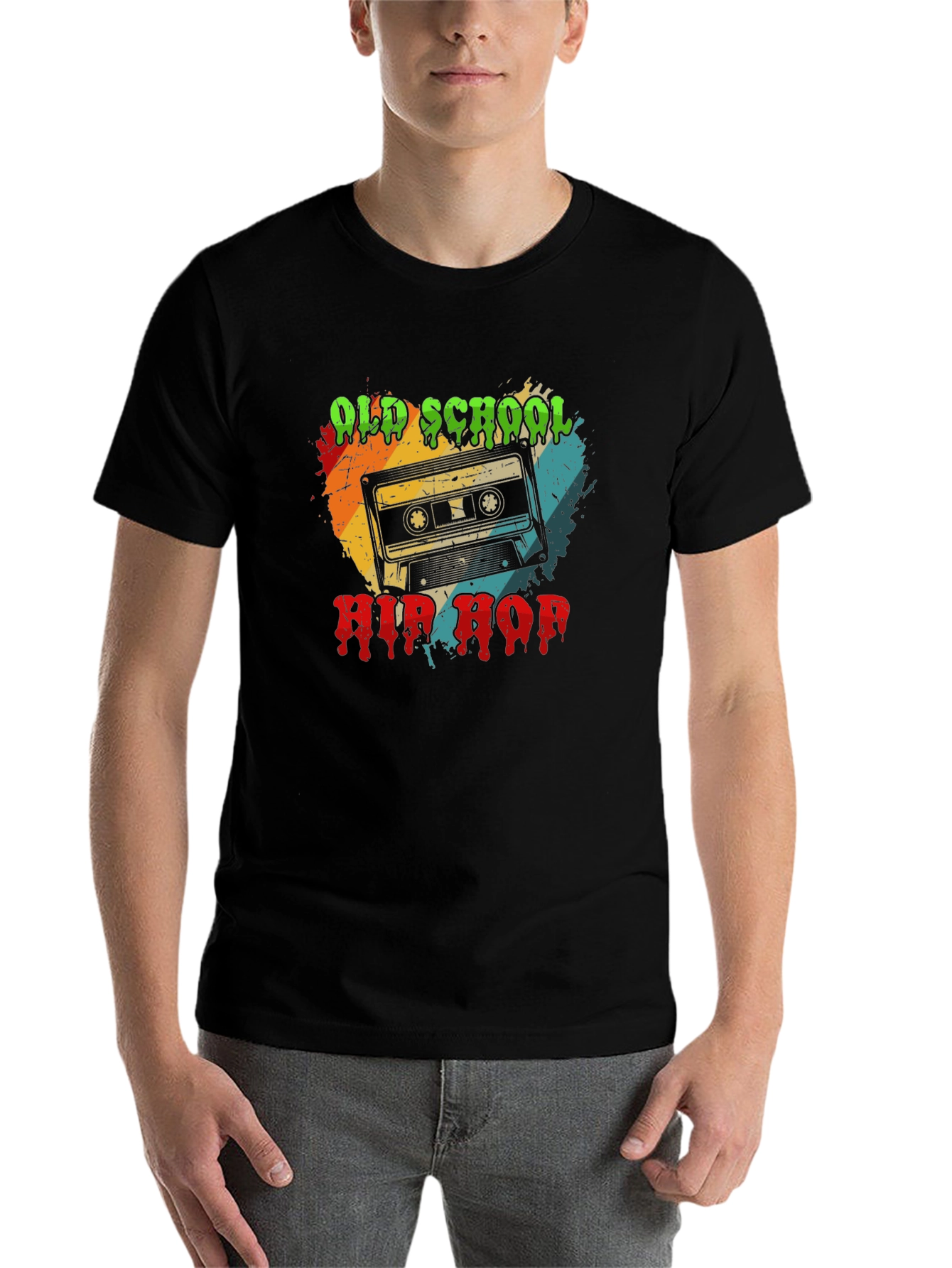Black Old School Hip Hop Cassette Tape Graphic Tee view 7