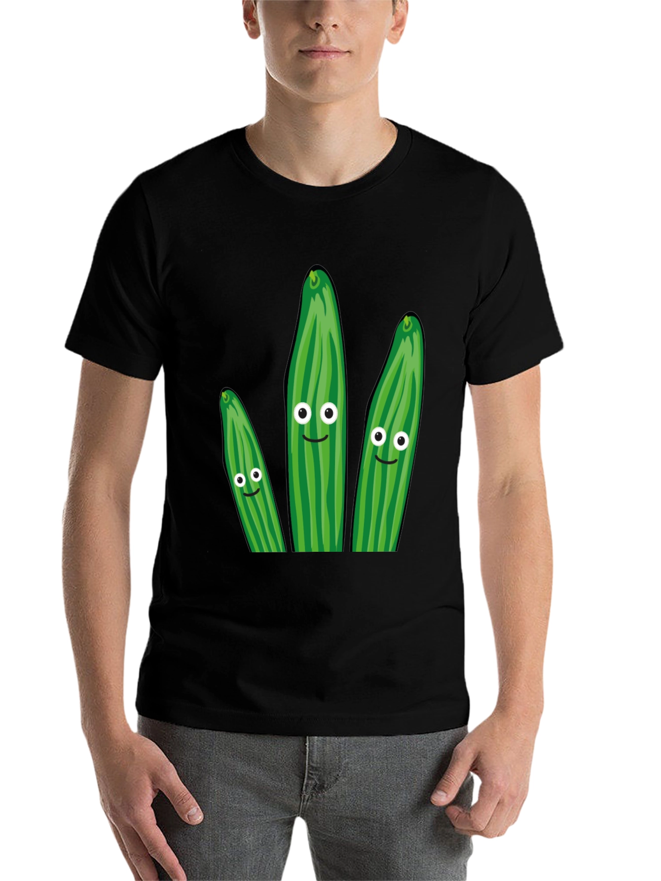 Black Funny Cucumber Graphic T-Shirt - Quirky Novelty Tee view 7