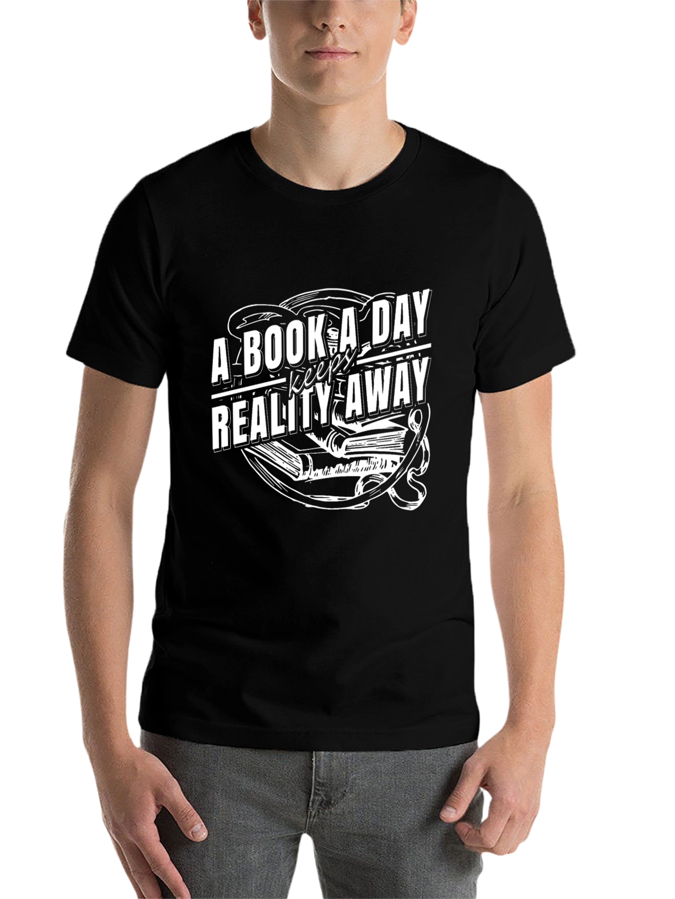 Black Book A Day Keeps Reality Away T-Shirt view 7