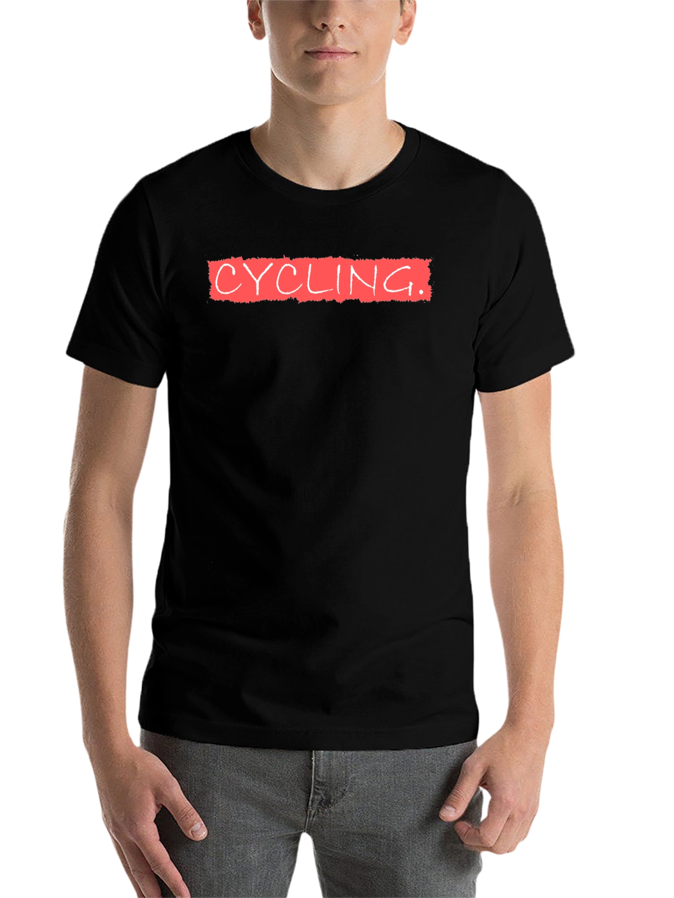 Black Cycling Tee - Red Text on Black - Unisex view 7