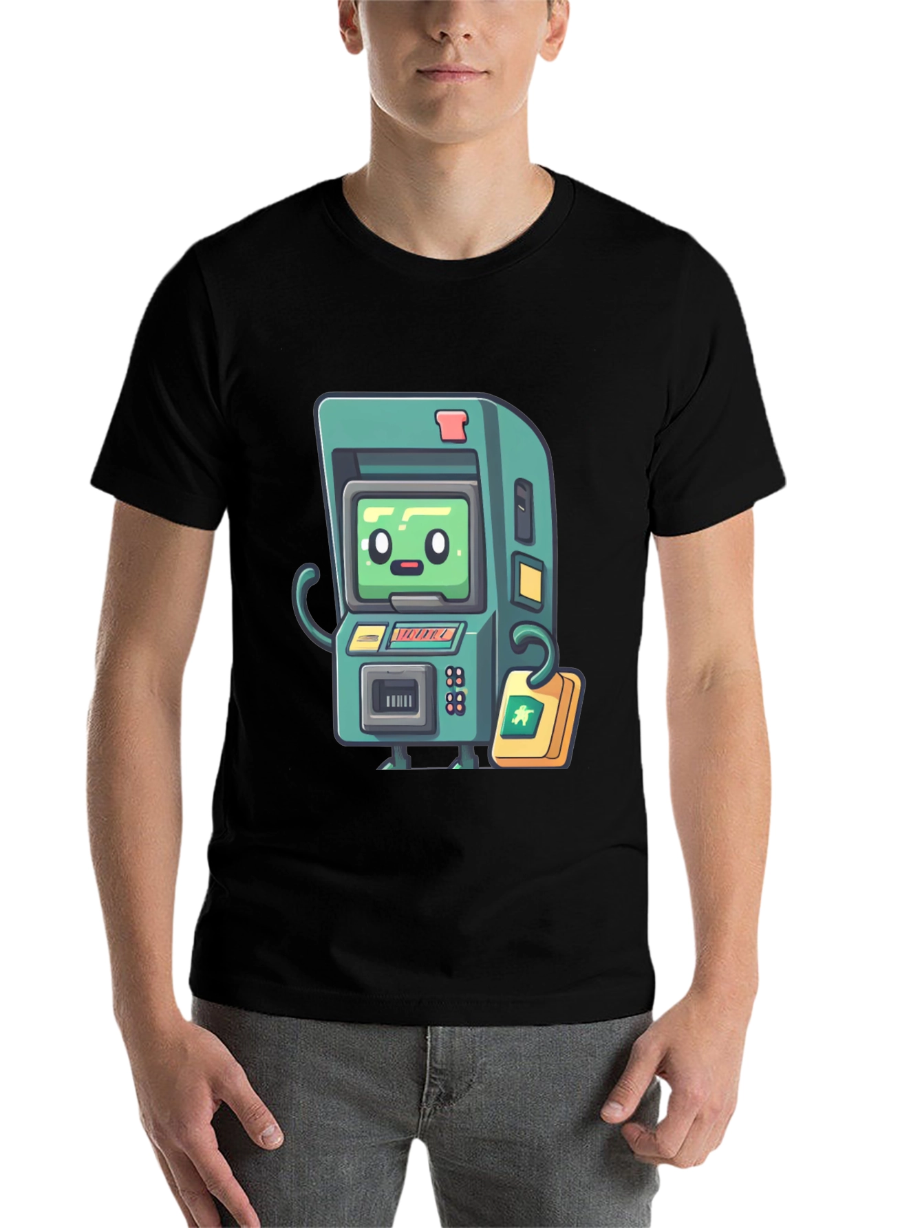Black Retro Arcade Game T-Shirt - Black Cotton Tee view 7
