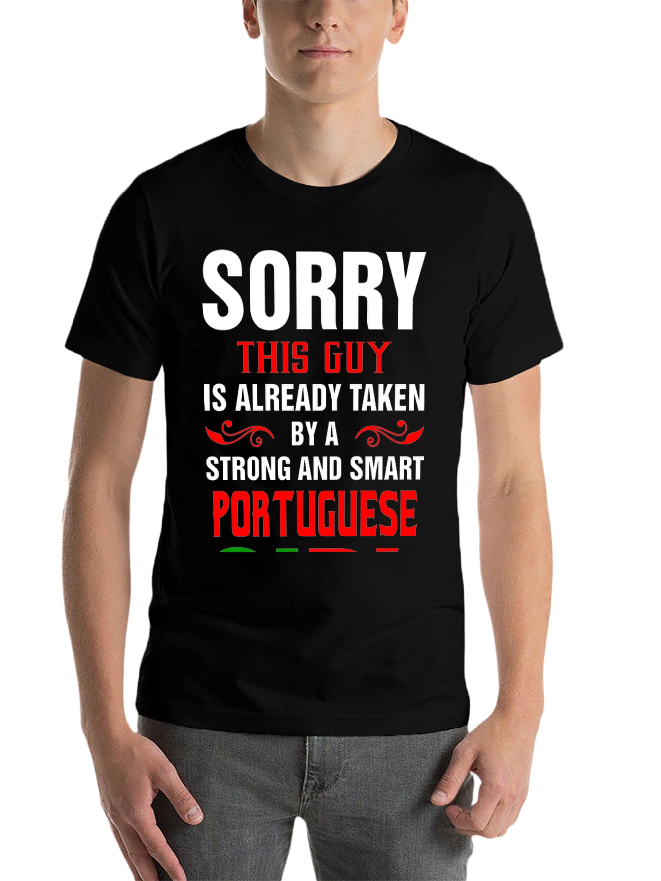 Black Sorry Taken Portuguese T-Shirt view 7
