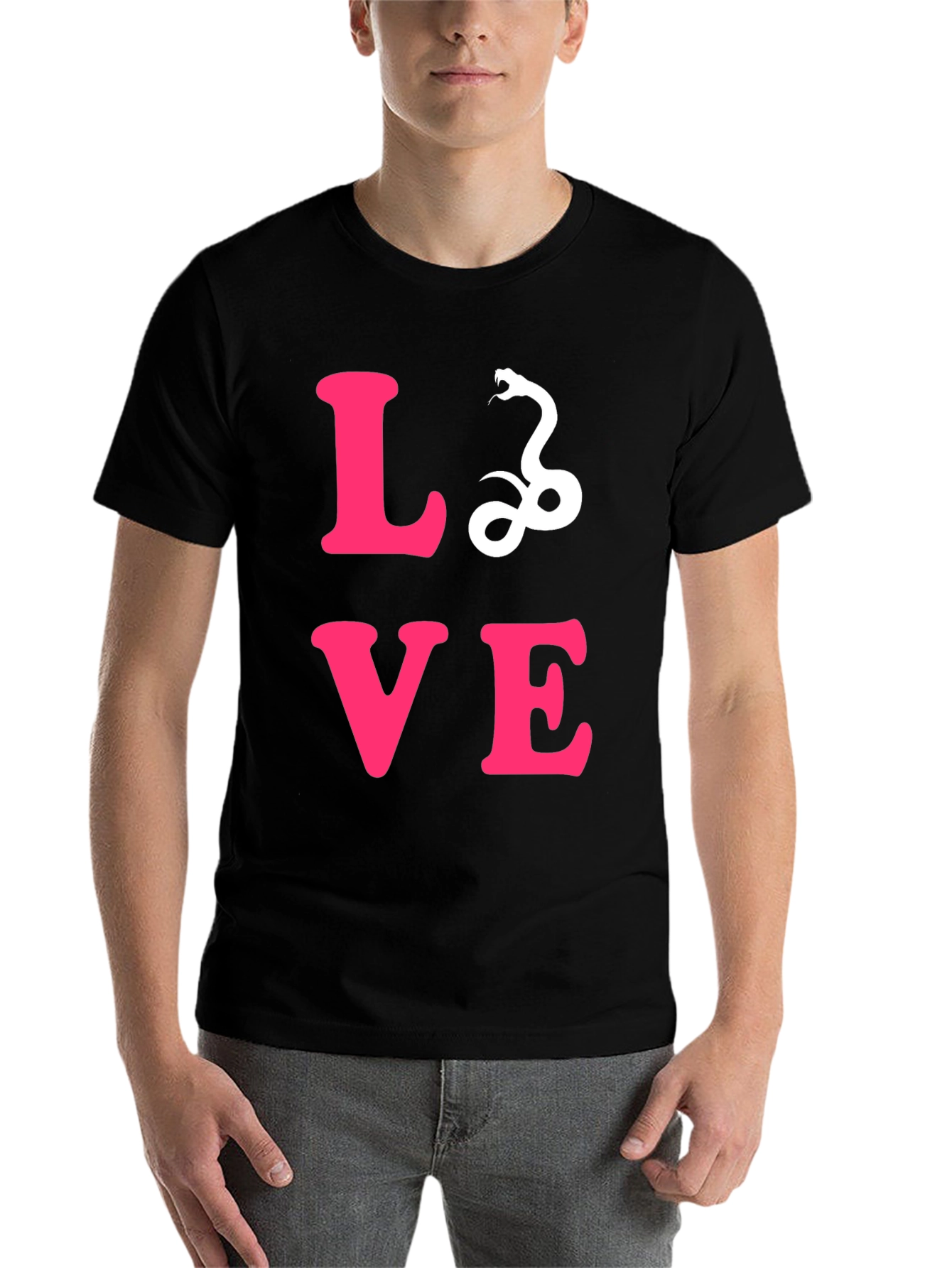 Black Love Snake Graphic Tee - Stylish Unisex T-Shirt view 7