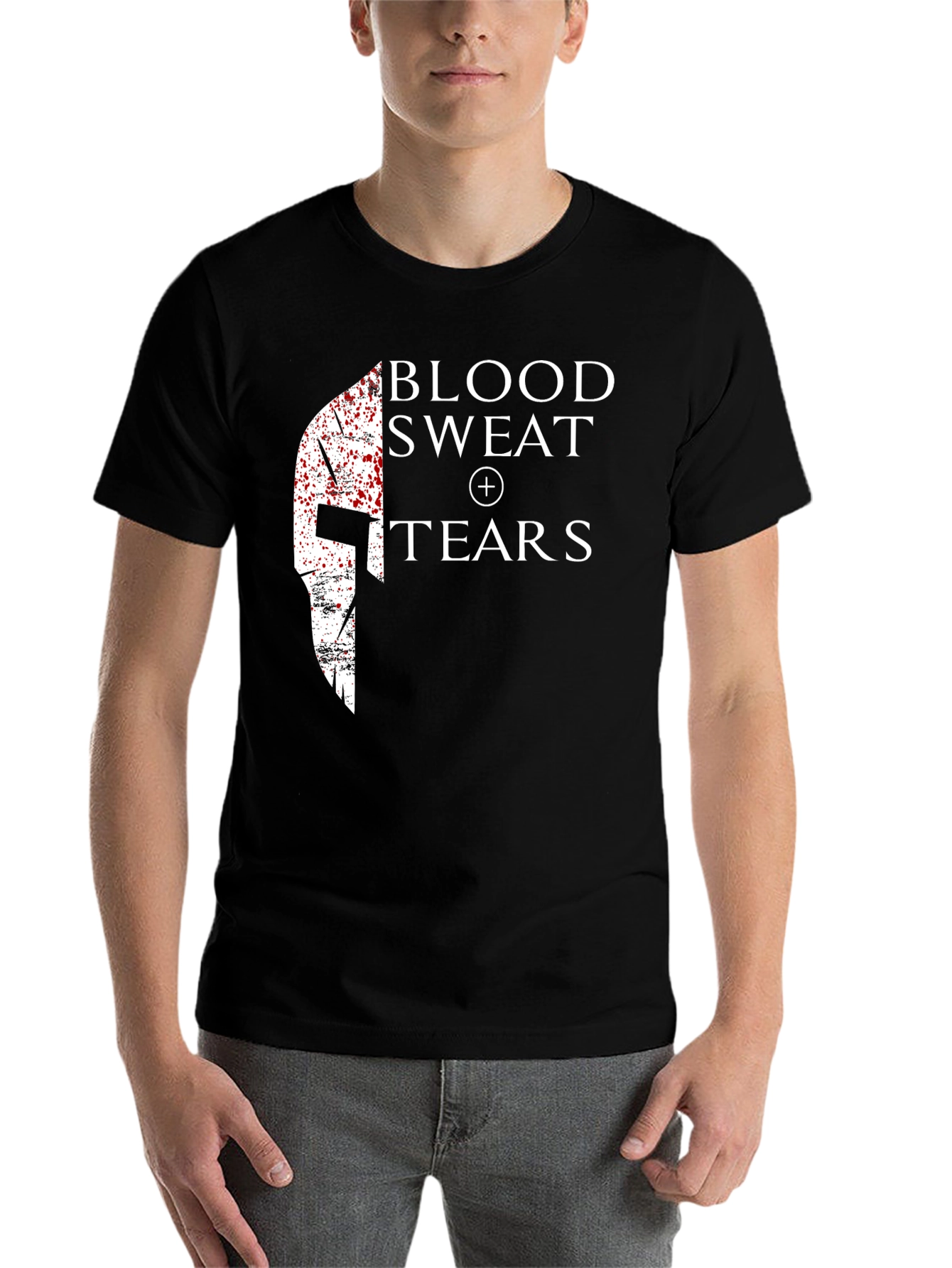 Black Blood Sweat Tears Spartan Helmet T-Shirt - Black view 7