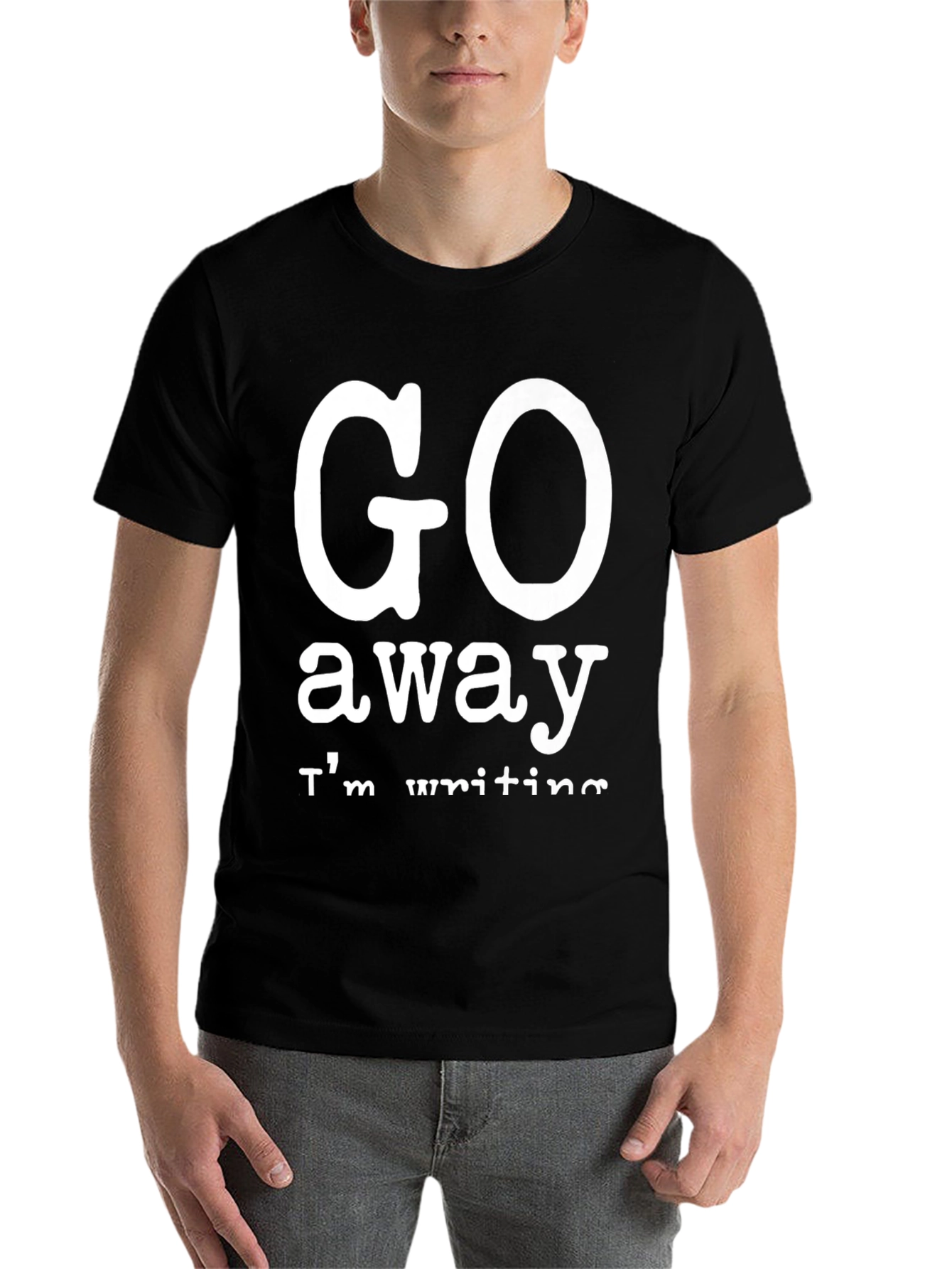 Black Go Away I'm Writing Black Tee view 7