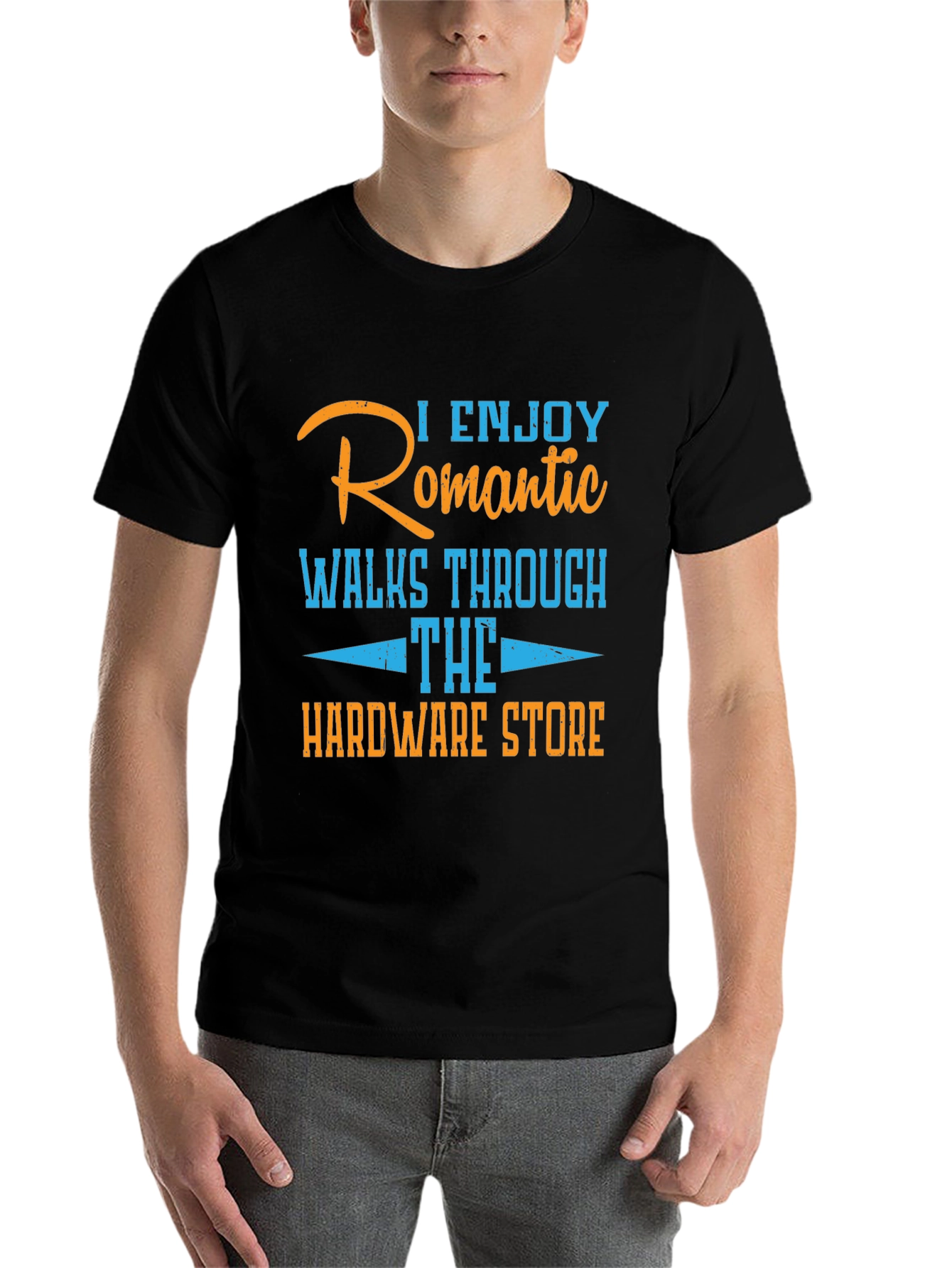 Black Humorous Hardware Store Romantic Walks T-Shirt view 7