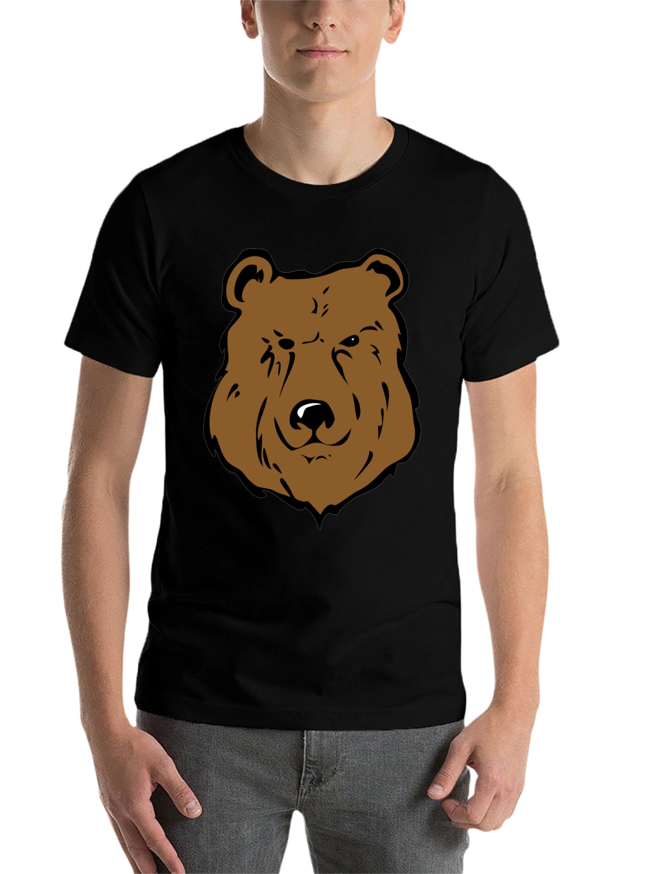 Black Cool Bear Graphic Tee - Black Cotton T-Shirt view 7