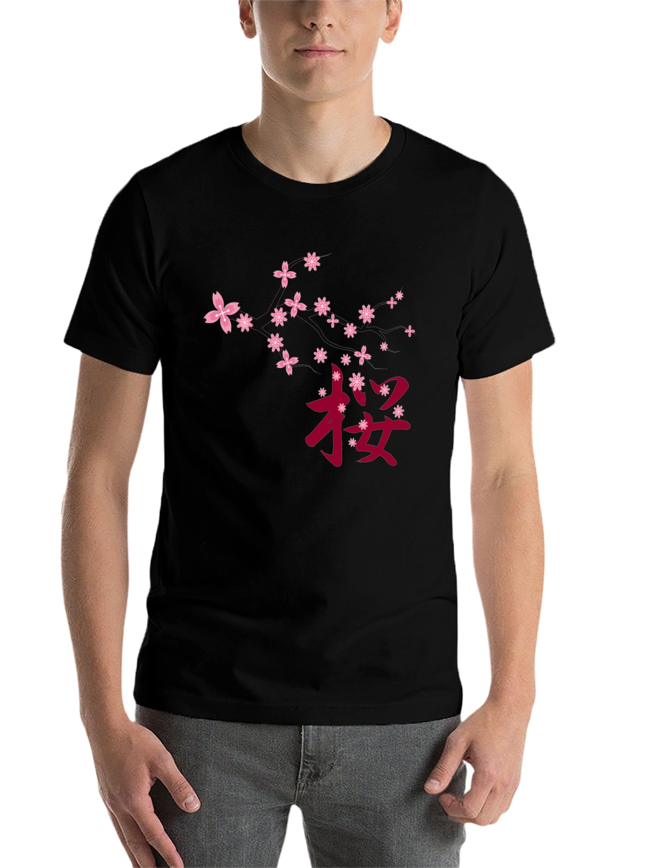 Black Cherry Blossom Graphic Tee - Black view 7