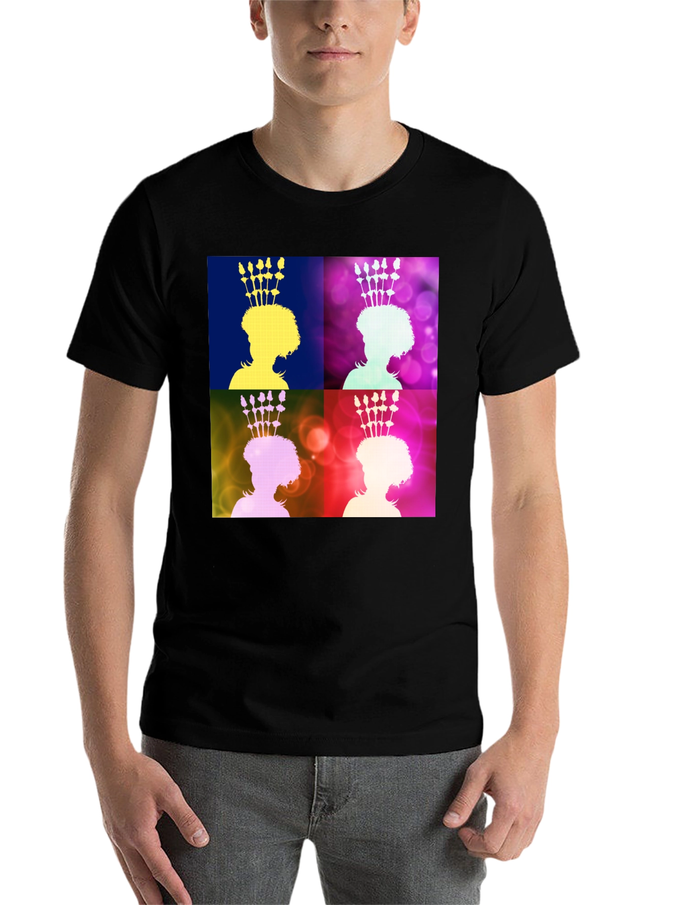 Black Pop Art Queen Graphic Tee - Stylish Unisex Black T-Shirt view 7