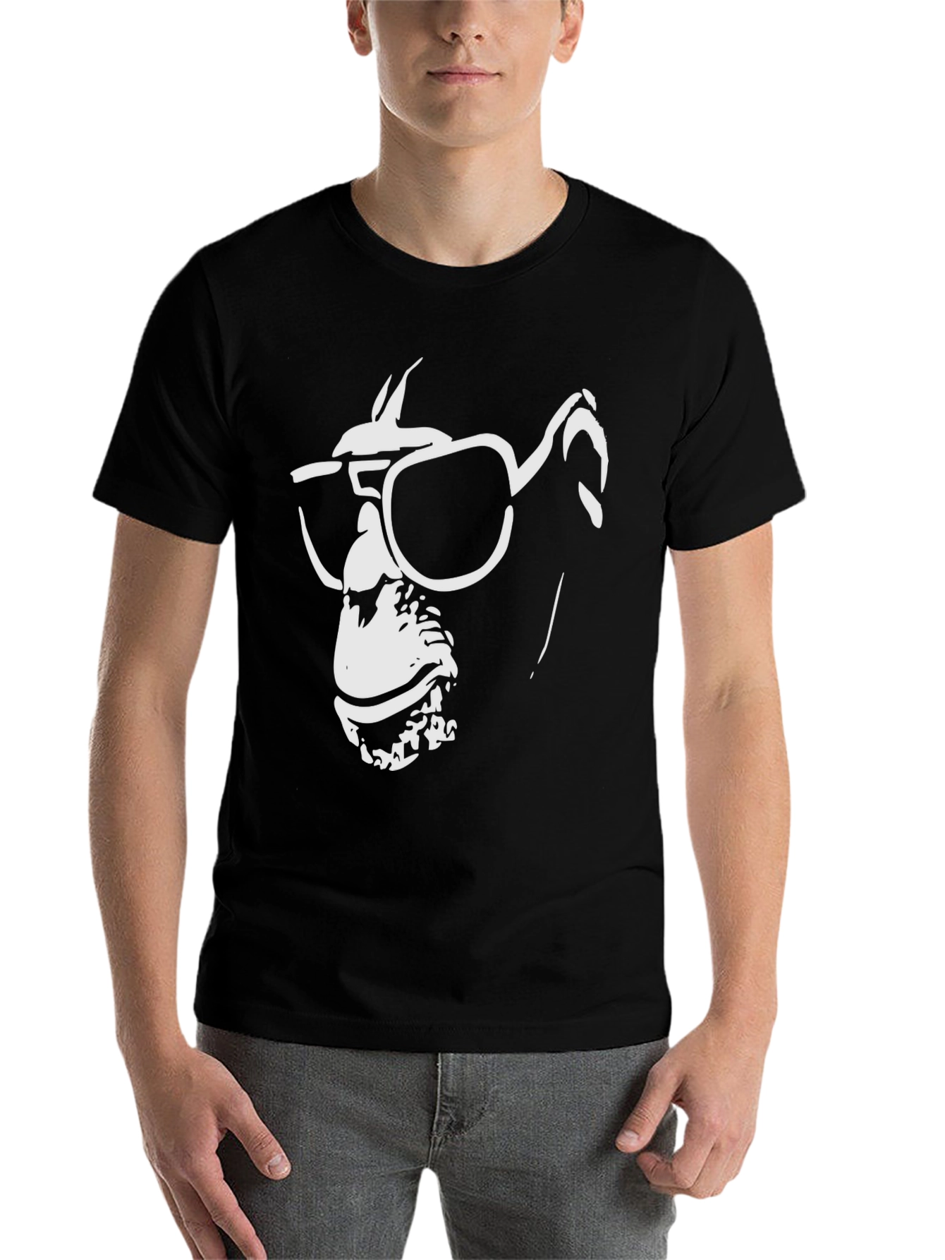 Black Cool Chimp Graphic Tee - Black Cotton T-Shirt view 7