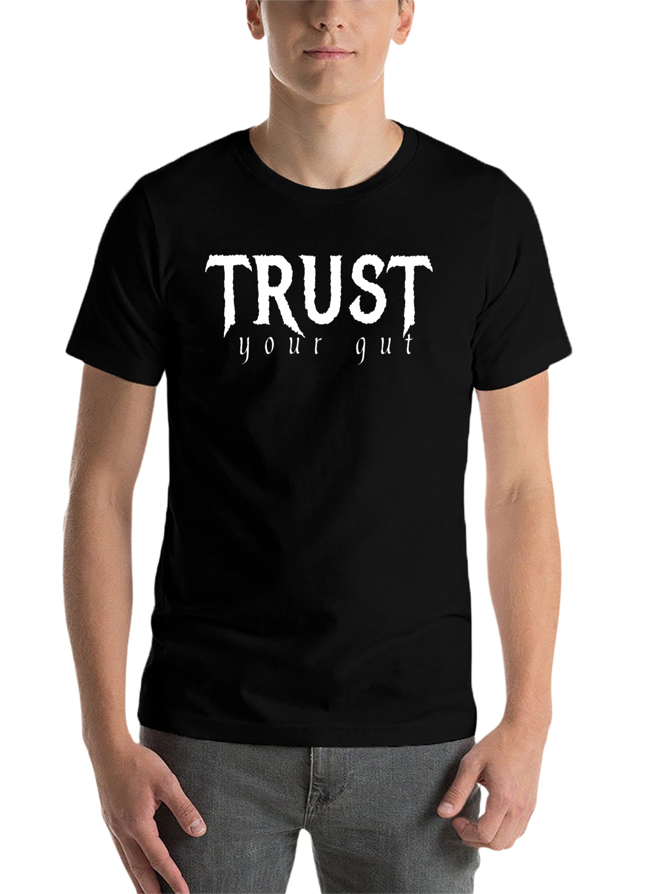 Black Trust Your Gut Graphic Tee - Mens Black T-Shirt view 7