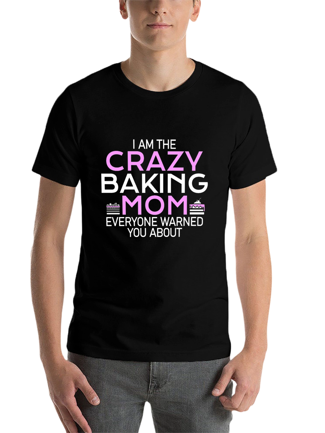 Black Crazy Baking Mom T-Shirt - Novelty Graphic Tee view 7