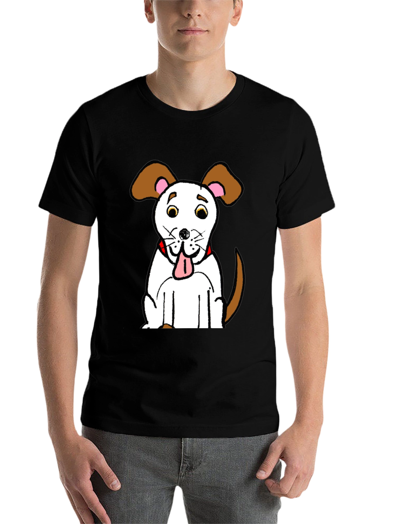 Black Cartoon Dog Graphic T-Shirt view 7
