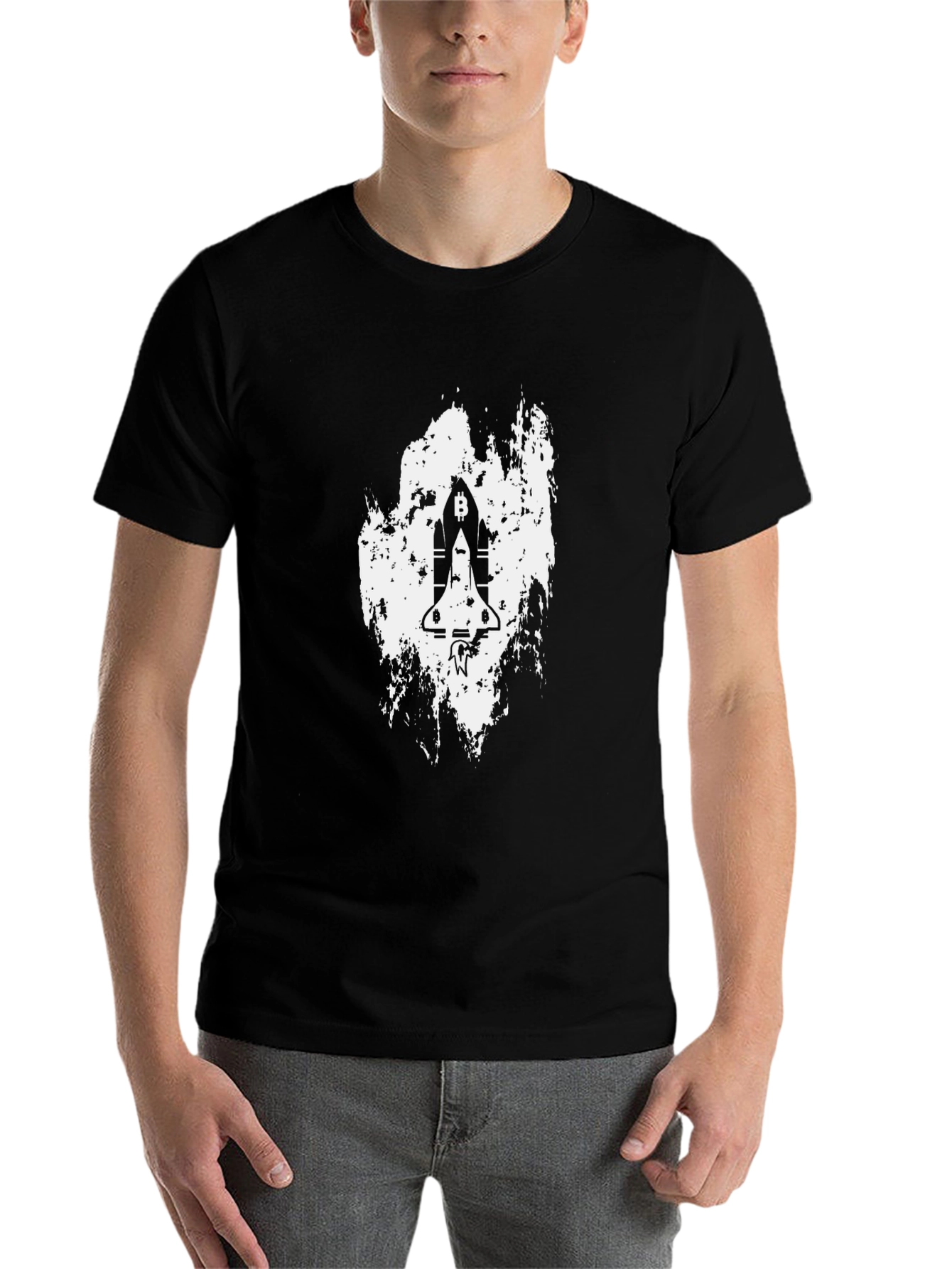 Black Space Shuttle T-Shirt - Black Cotton Blend view 7