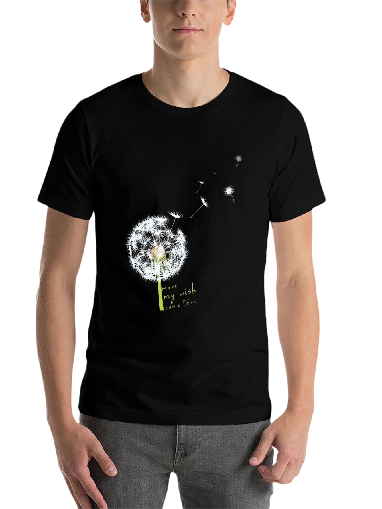 Black Dandelion Wish T-Shirt - Black view 7