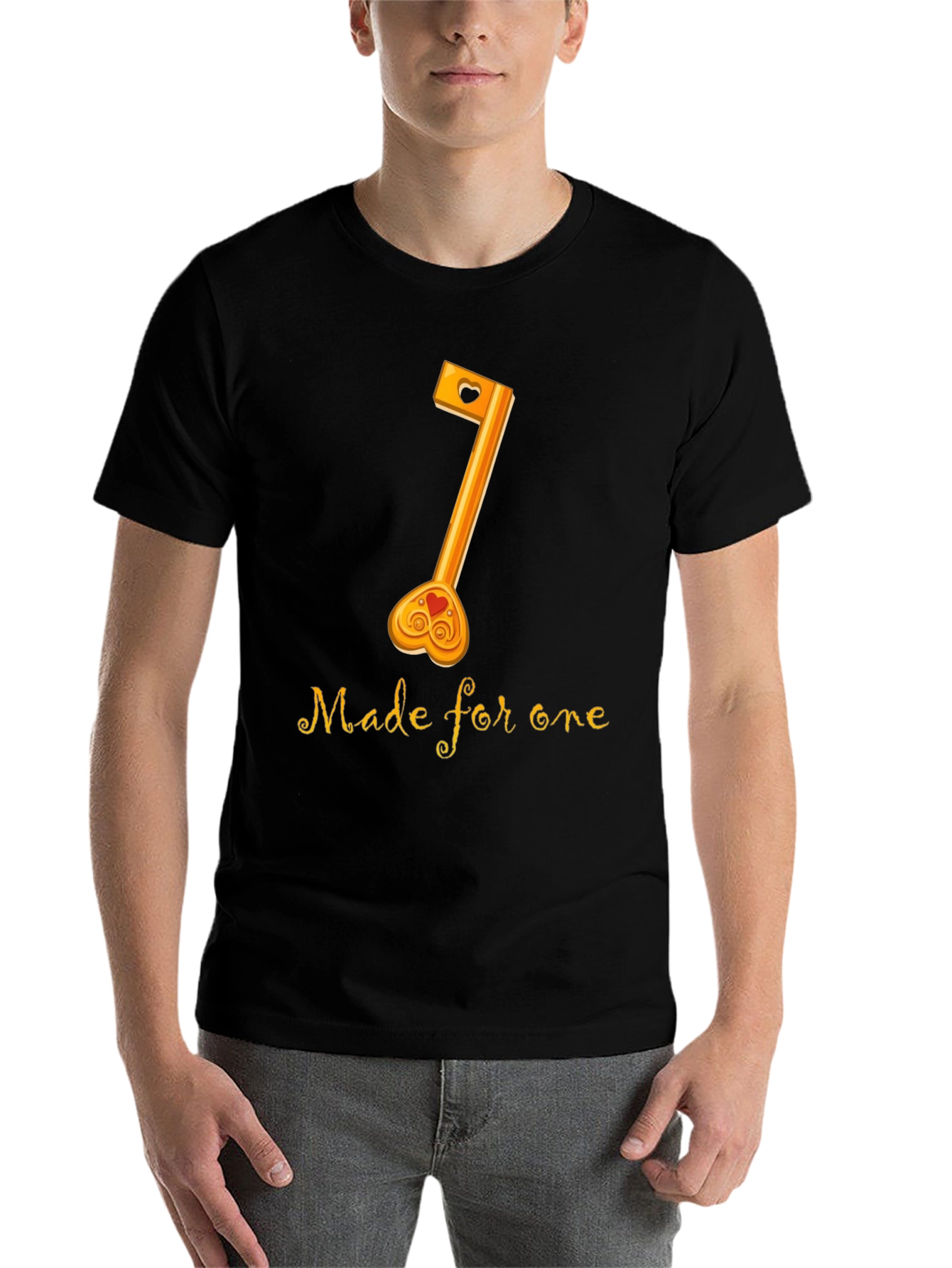 Black Made For One Black T-Shirt with Key Graphic view 7